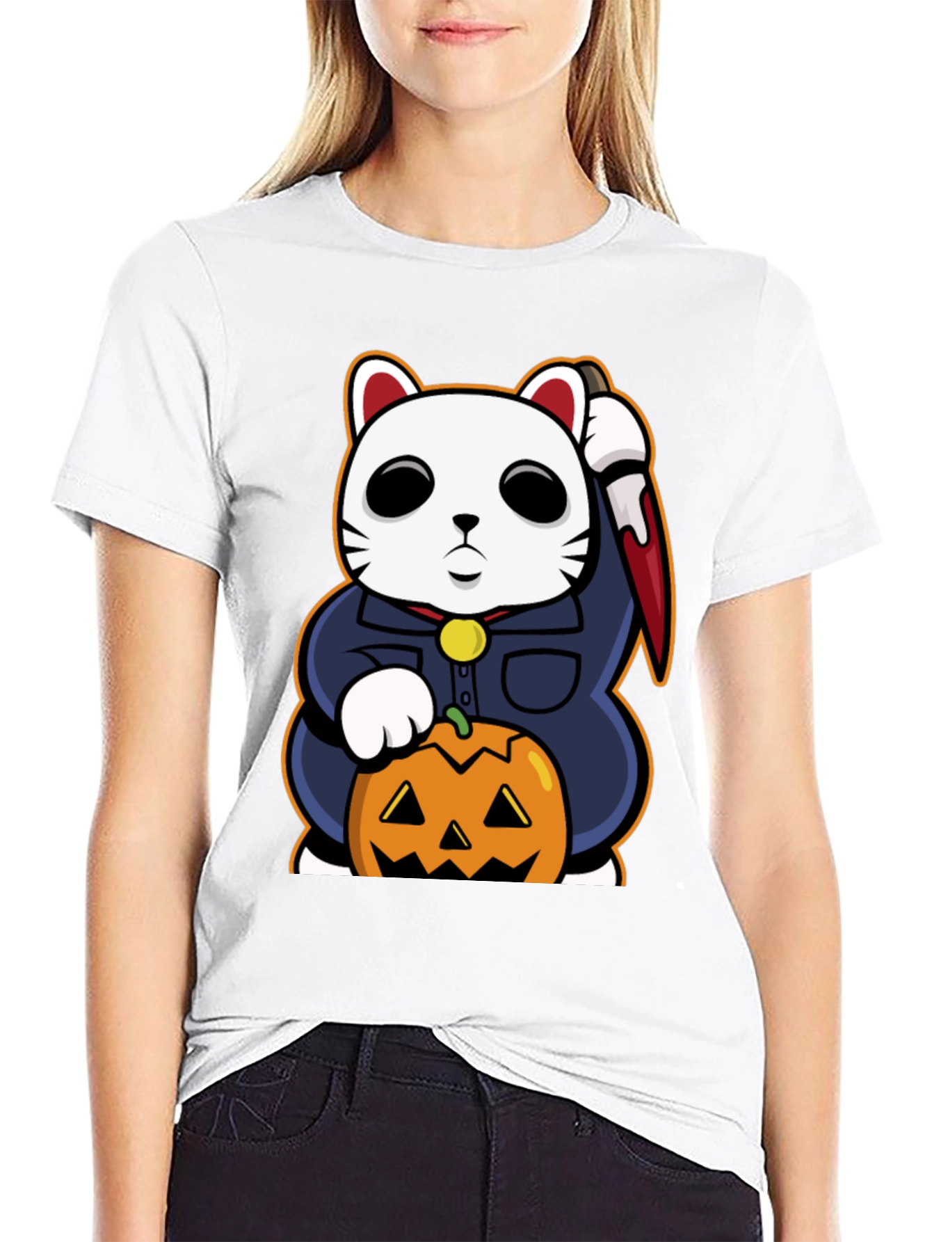 Halloween Lucky Cat T-Shirt - Michael Myers
