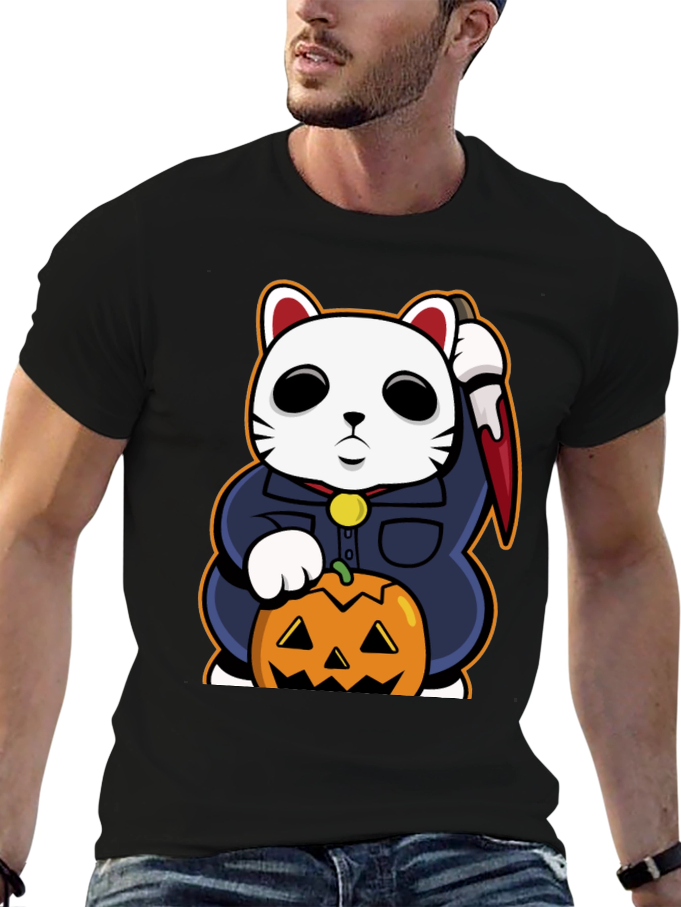 Halloween Lucky Cat T-Shirt - Michael Myers