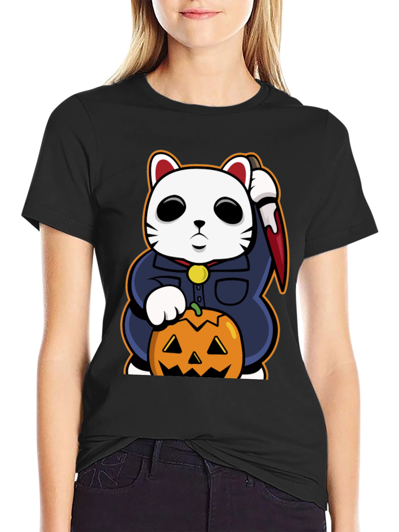 Halloween Lucky Cat T-Shirt - Michael Myers