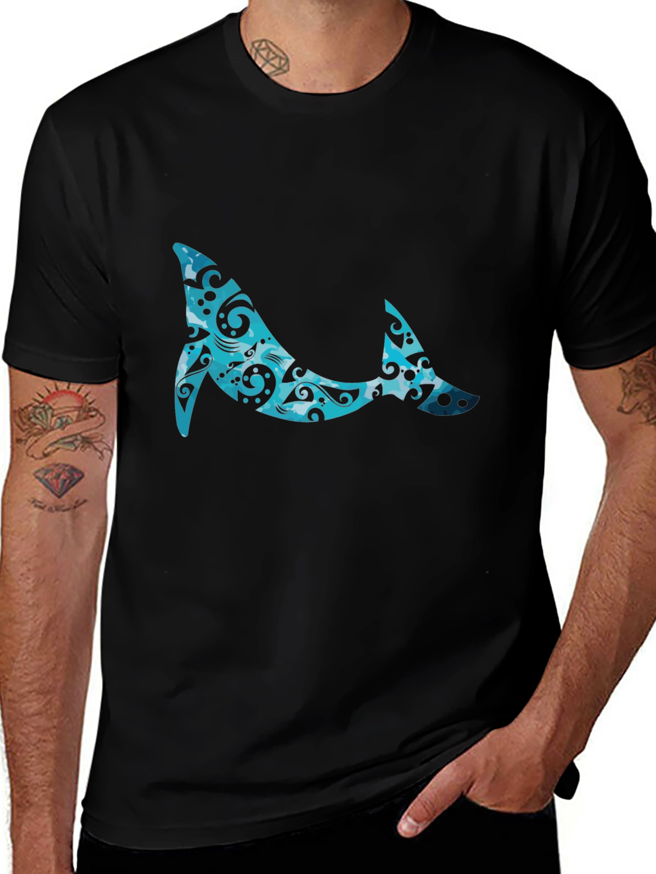 Whale Pattern Graphic Tee - Cool Casual Style