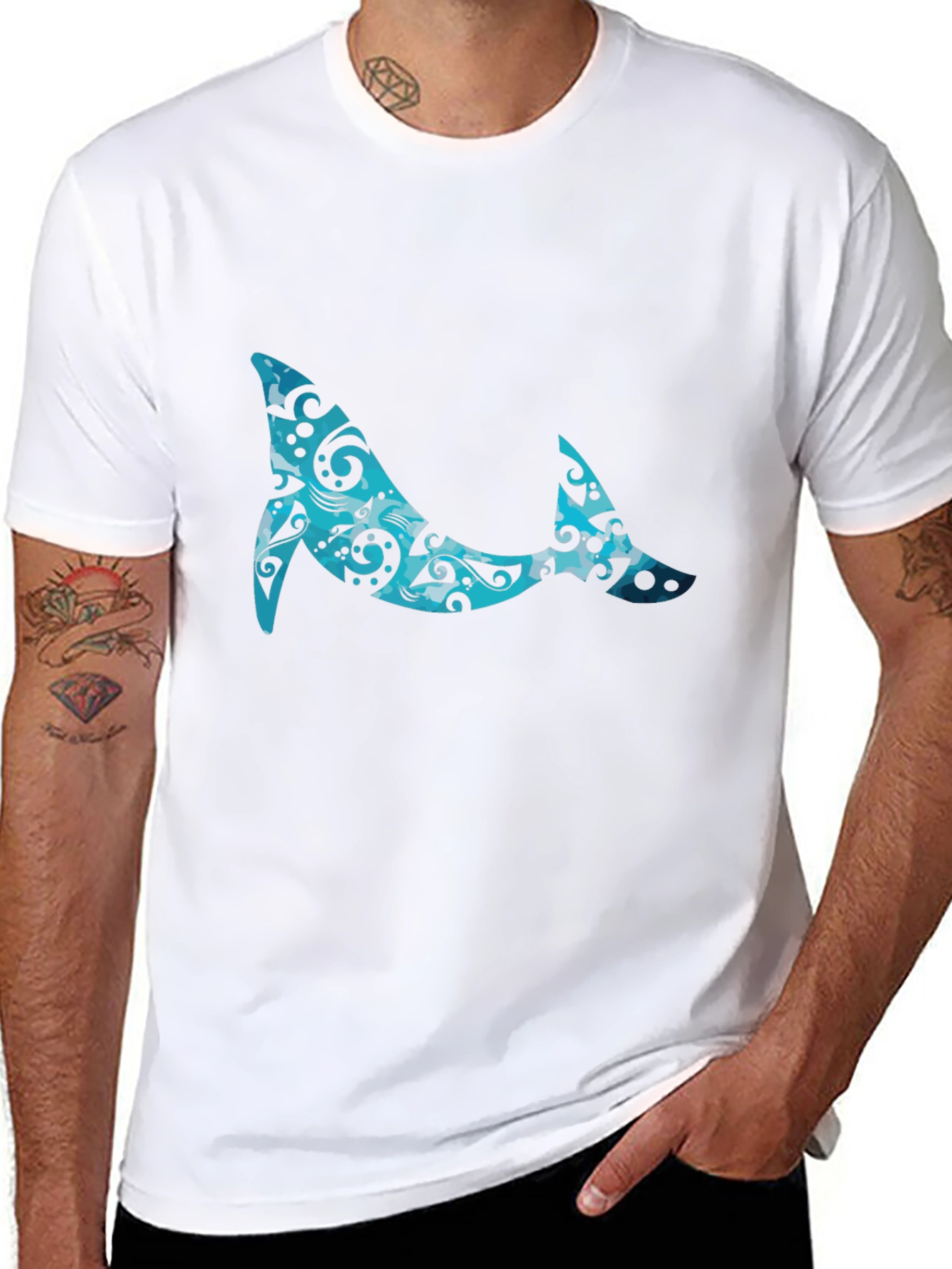 Whale Pattern Graphic Tee - Cool Casual Style