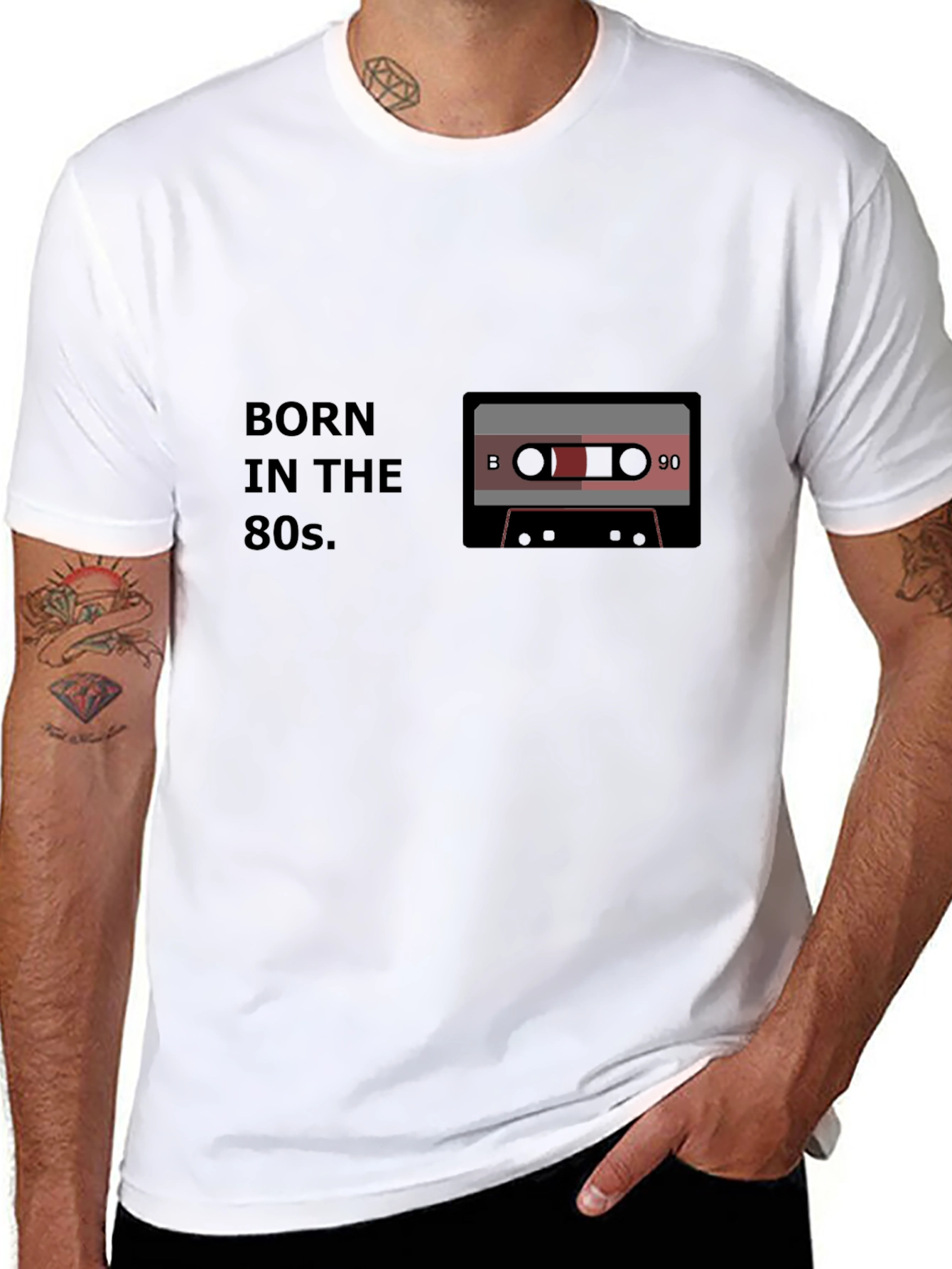 Born in the 80s Cassette Tape Black T-Shirt