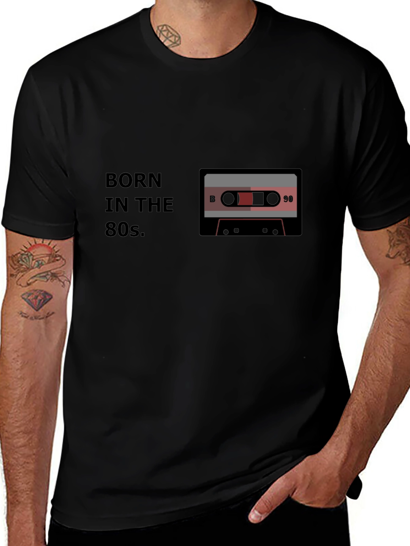 Born in the 80s Cassette Tape Black T-Shirt