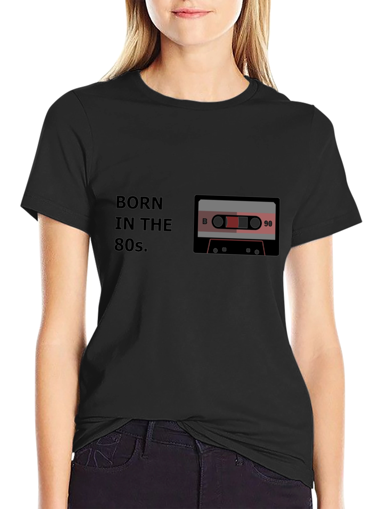 Born in the 80s Cassette Tape Black T-Shirt