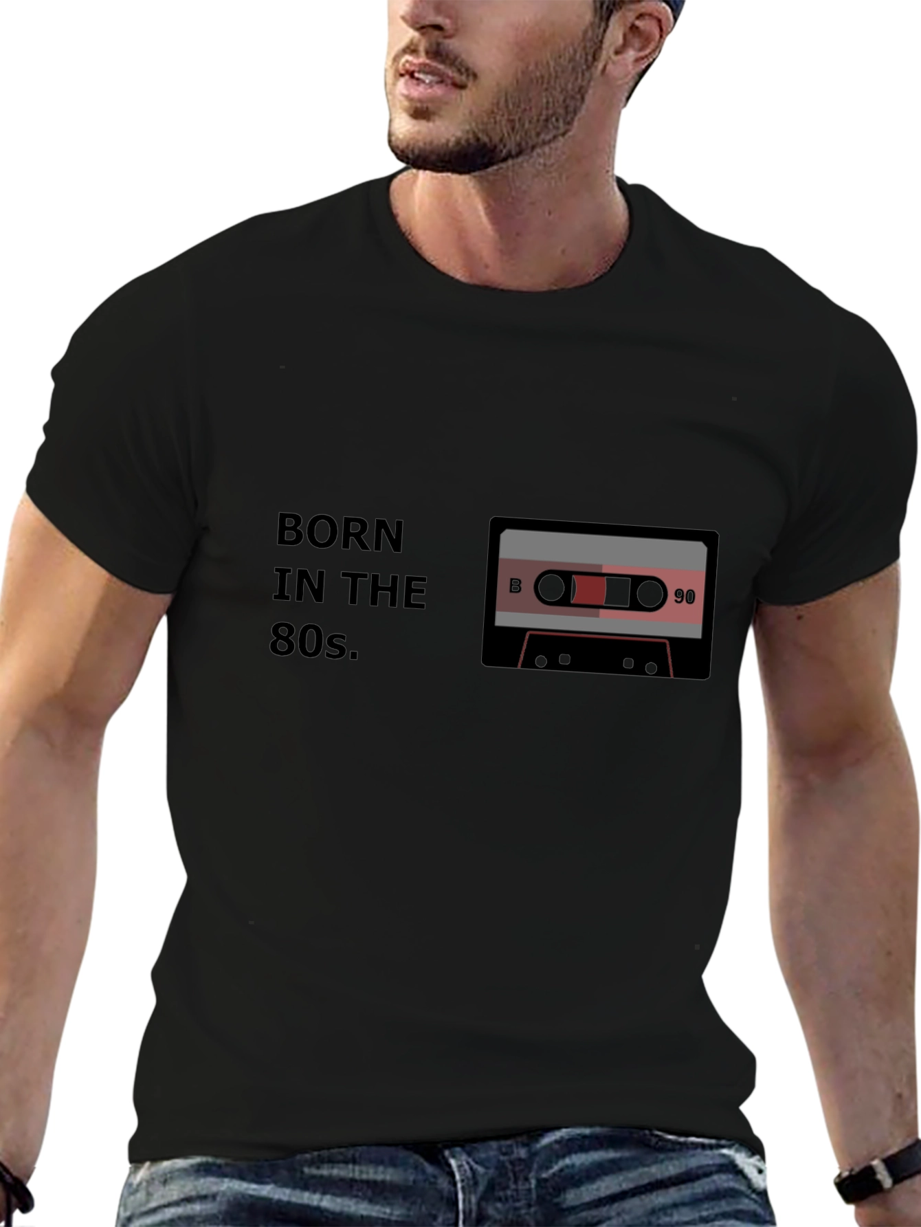 Born in the 80s Cassette Tape Black T-Shirt
