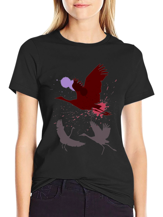 Abstract Crane Graphic Print T-Shirt