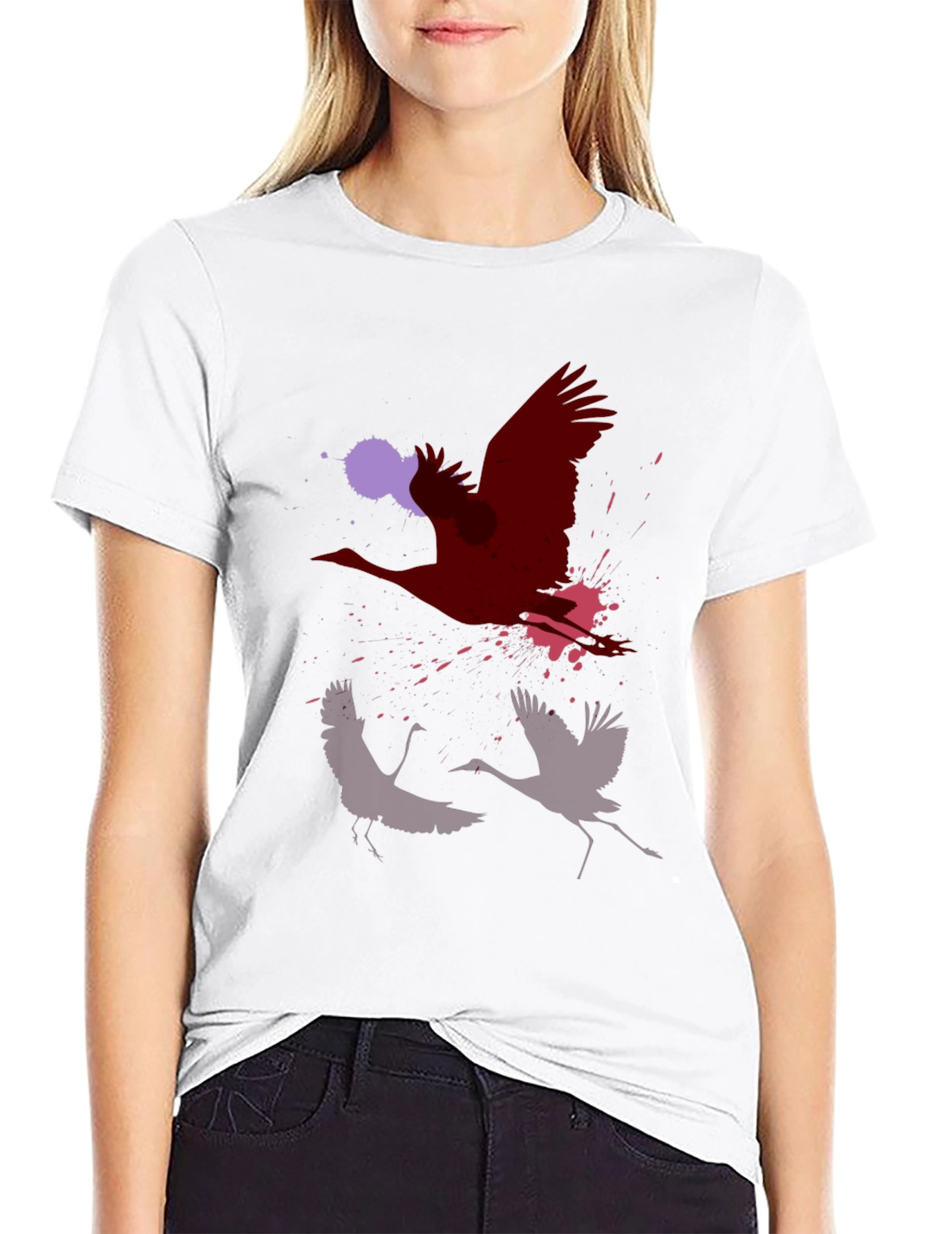 Abstract Crane Graphic Print T-Shirt