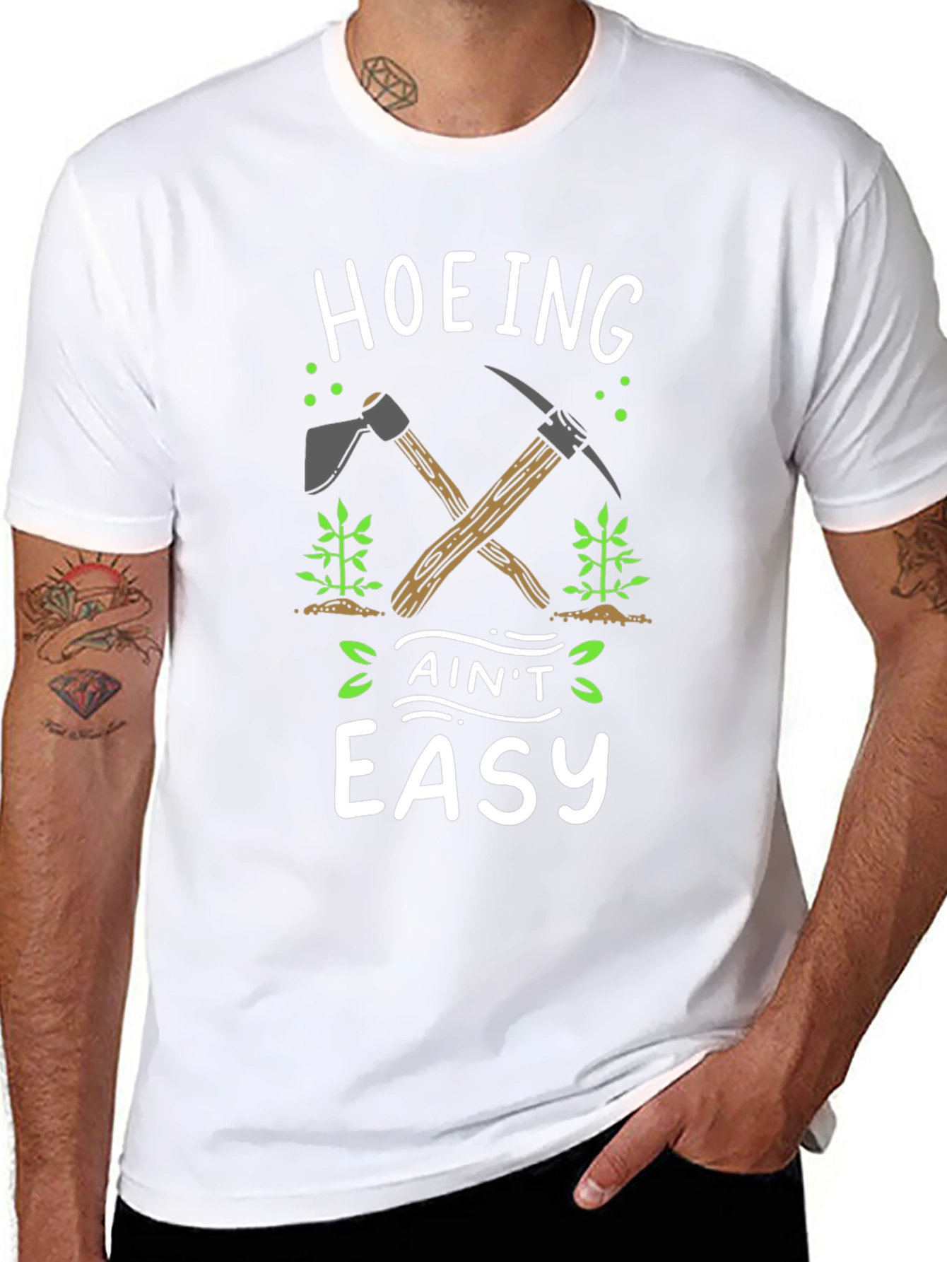 Hoeing Aint Easy Black Graphic T-Shirt