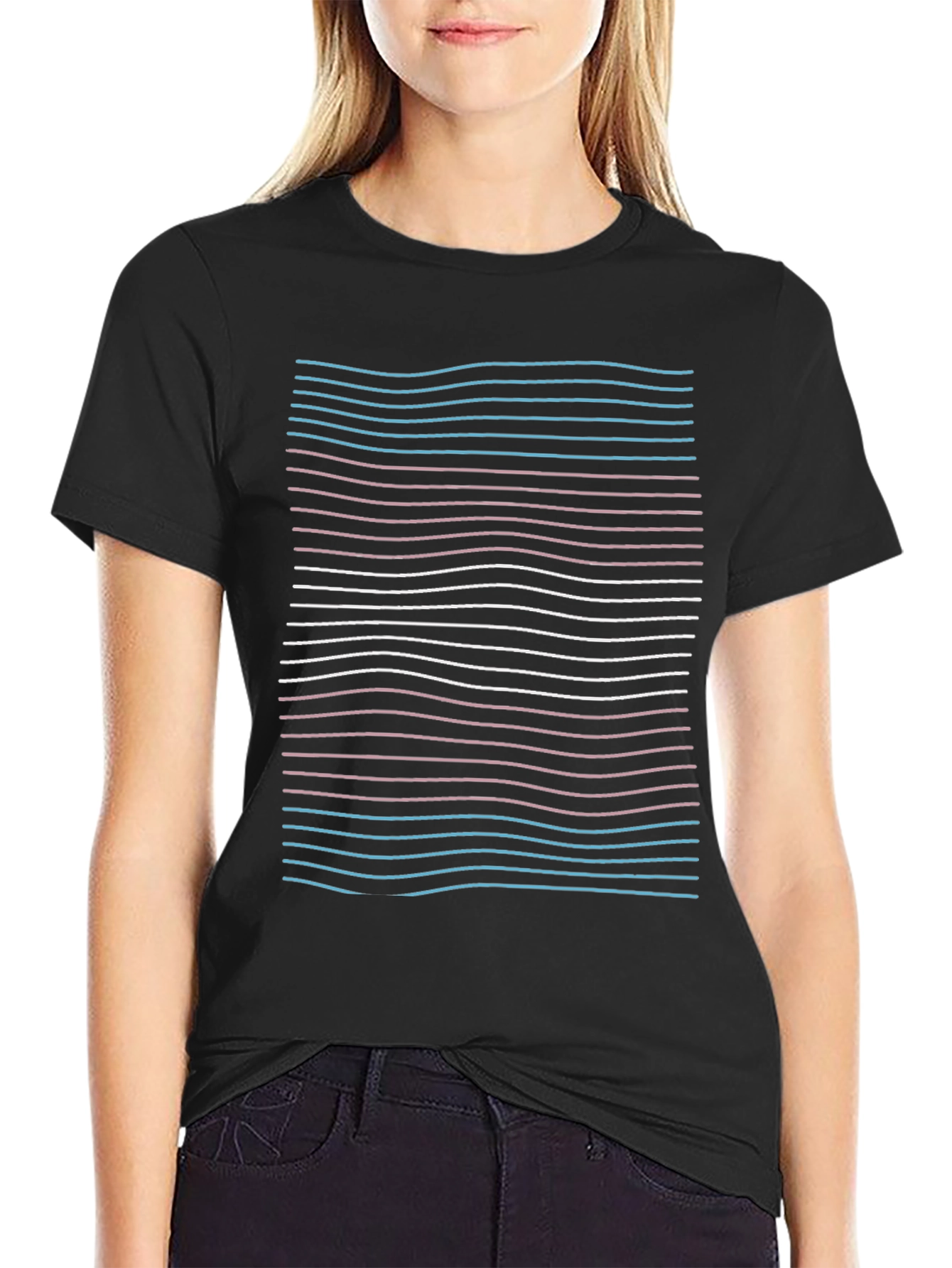 Transgender Pride Flag Stripes Black T-Shirt