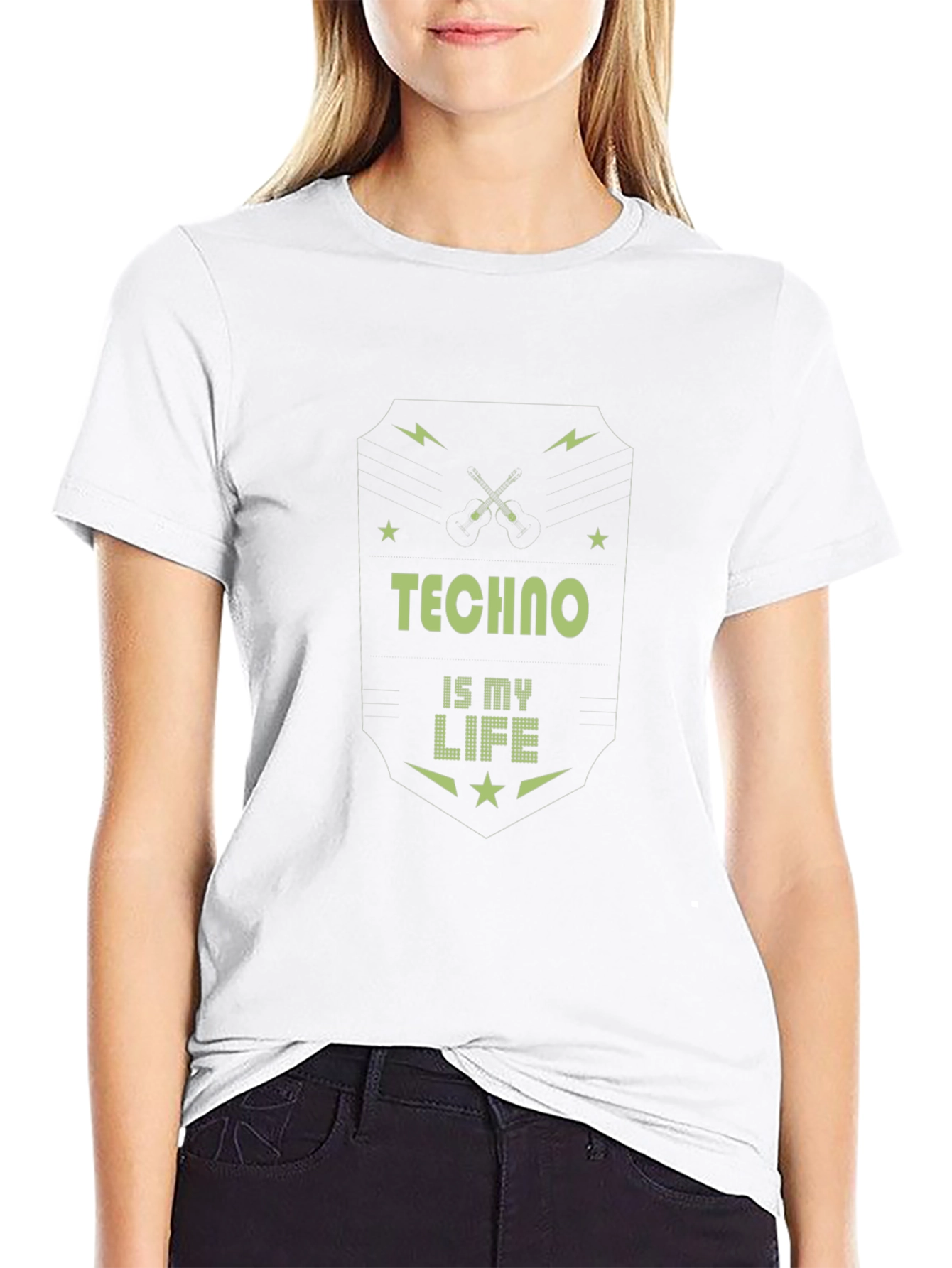 Techno is My Life Black Graphic T-Shirt