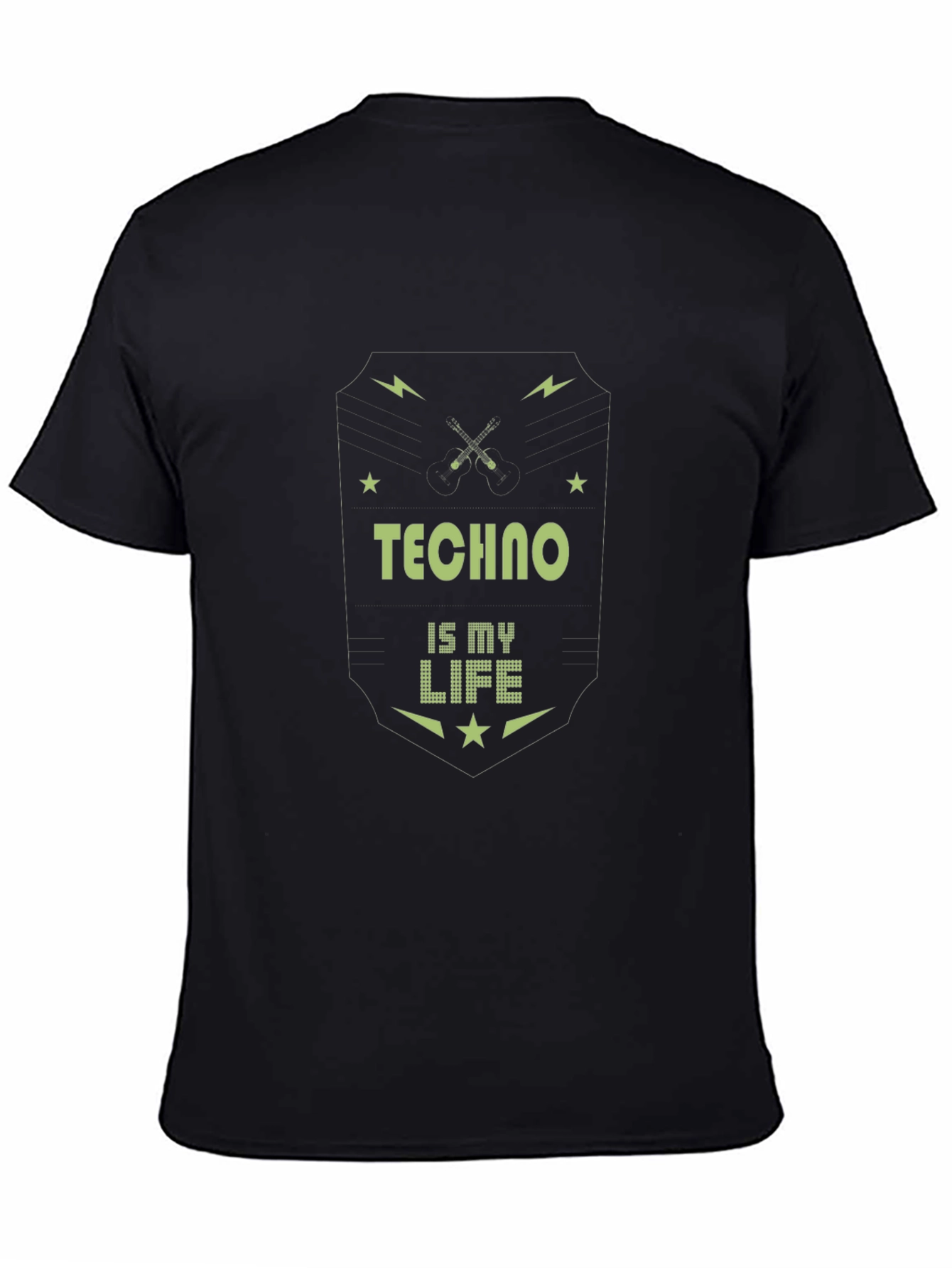 Techno is My Life Black Graphic T-Shirt