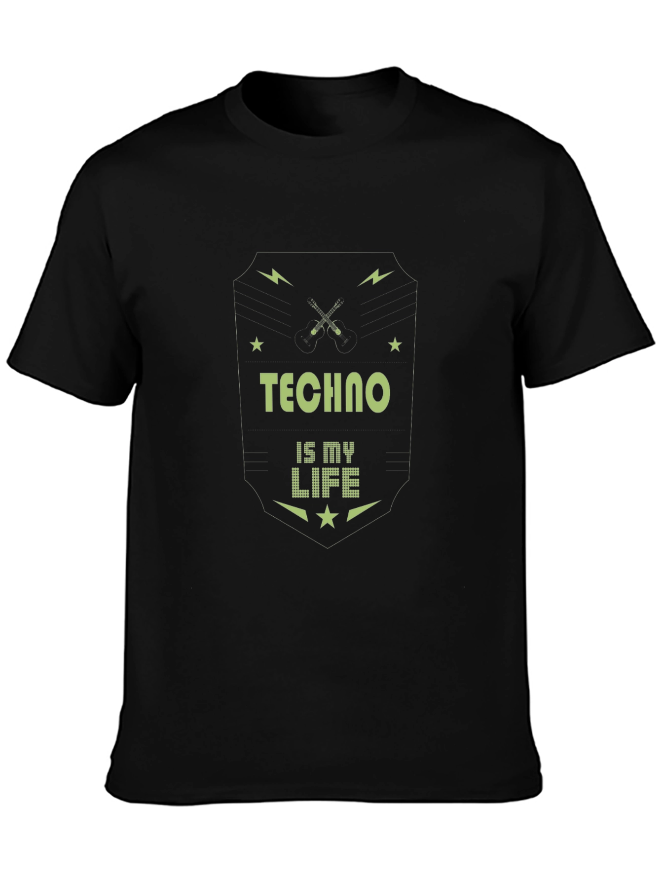 Techno is My Life Black Graphic T-Shirt