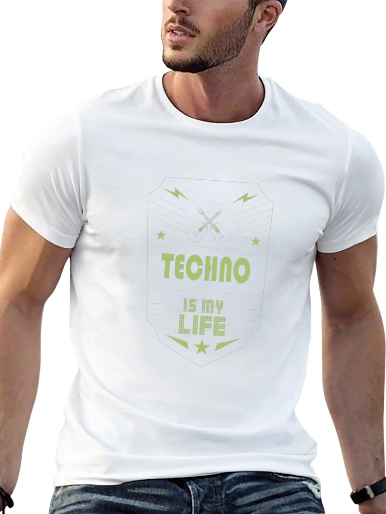 Techno is My Life Black Graphic T-Shirt