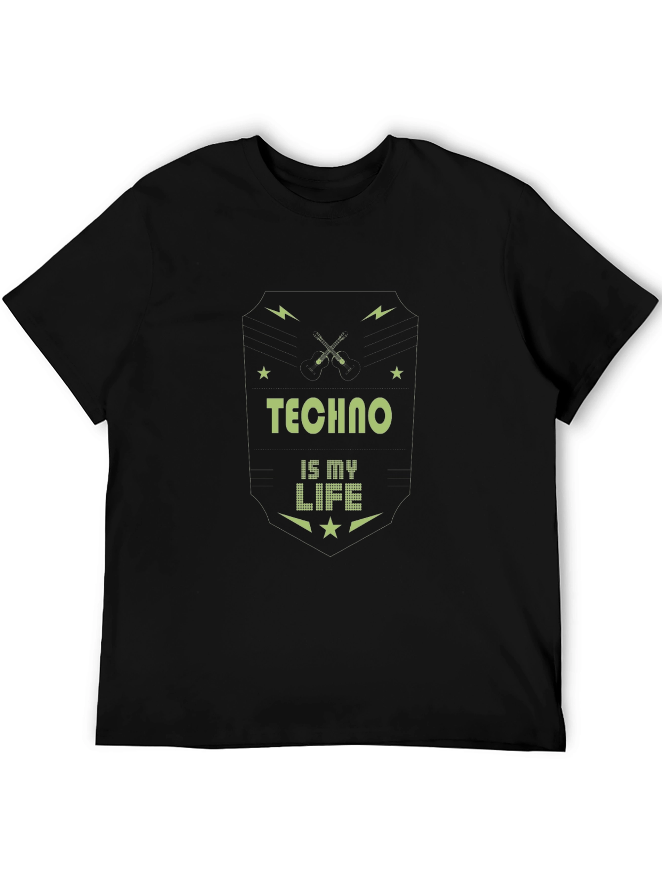 Techno is My Life Black Graphic T-Shirt