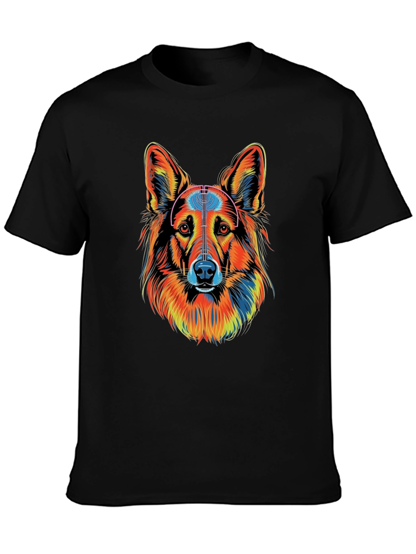 Vibrant Dog Graphic Tee - Unisex Black T-Shirt
