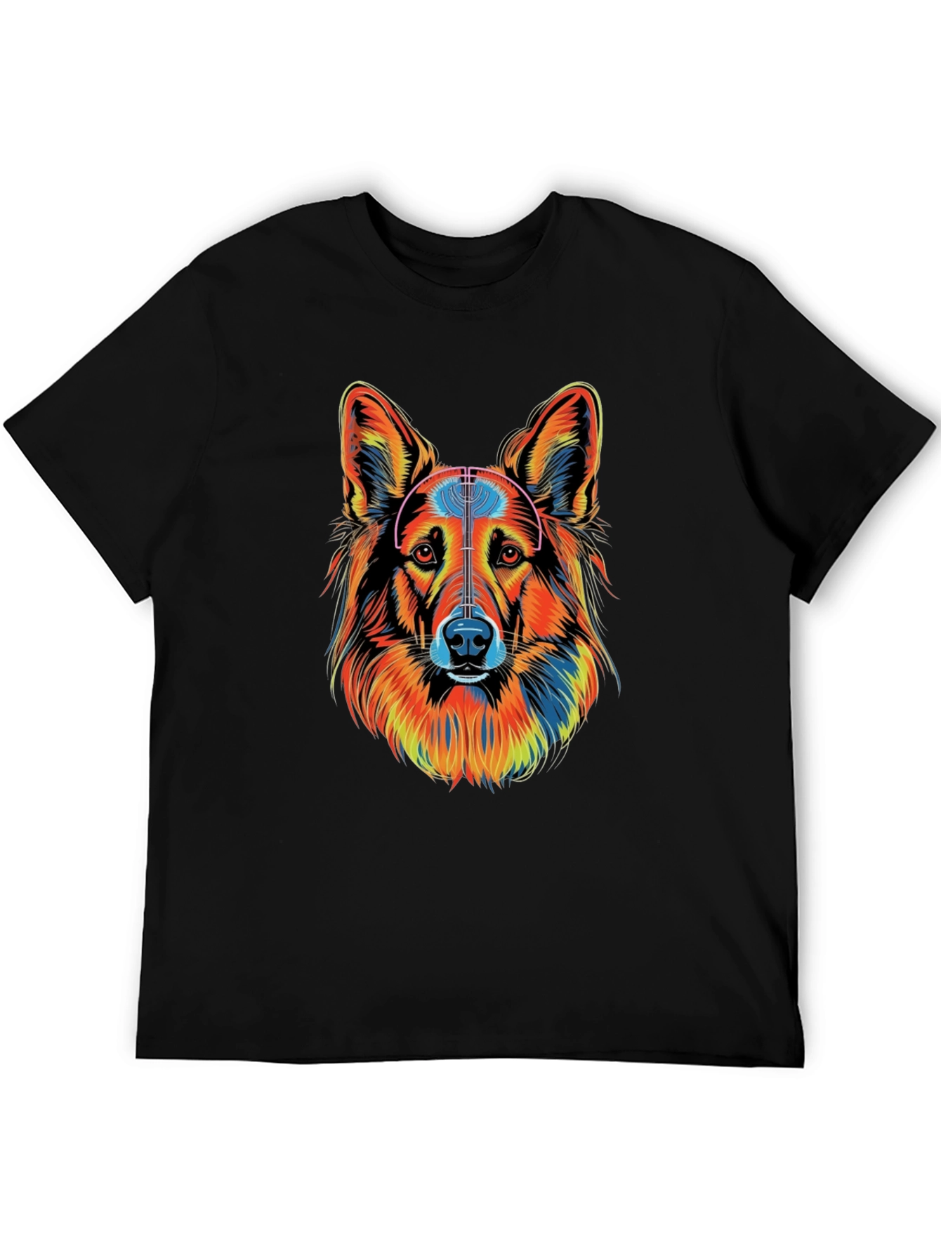 Vibrant Dog Graphic Tee - Unisex Black T-Shirt