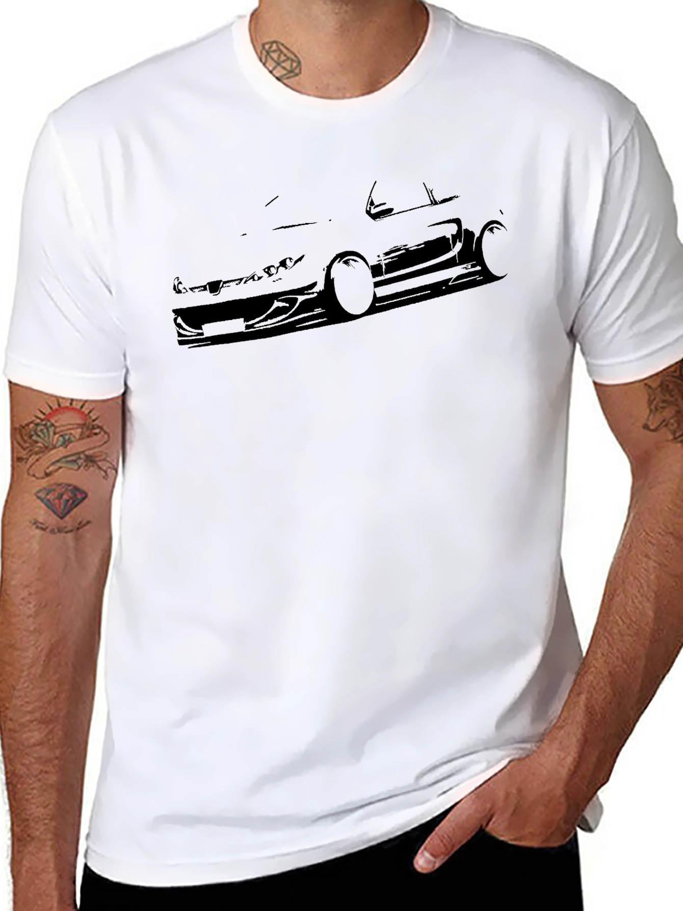 Black Car Silhouette Graphic Tee - Mens