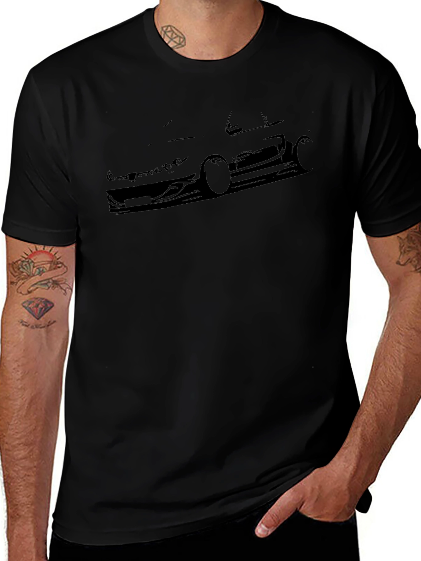 Black Car Silhouette Graphic Tee - Mens