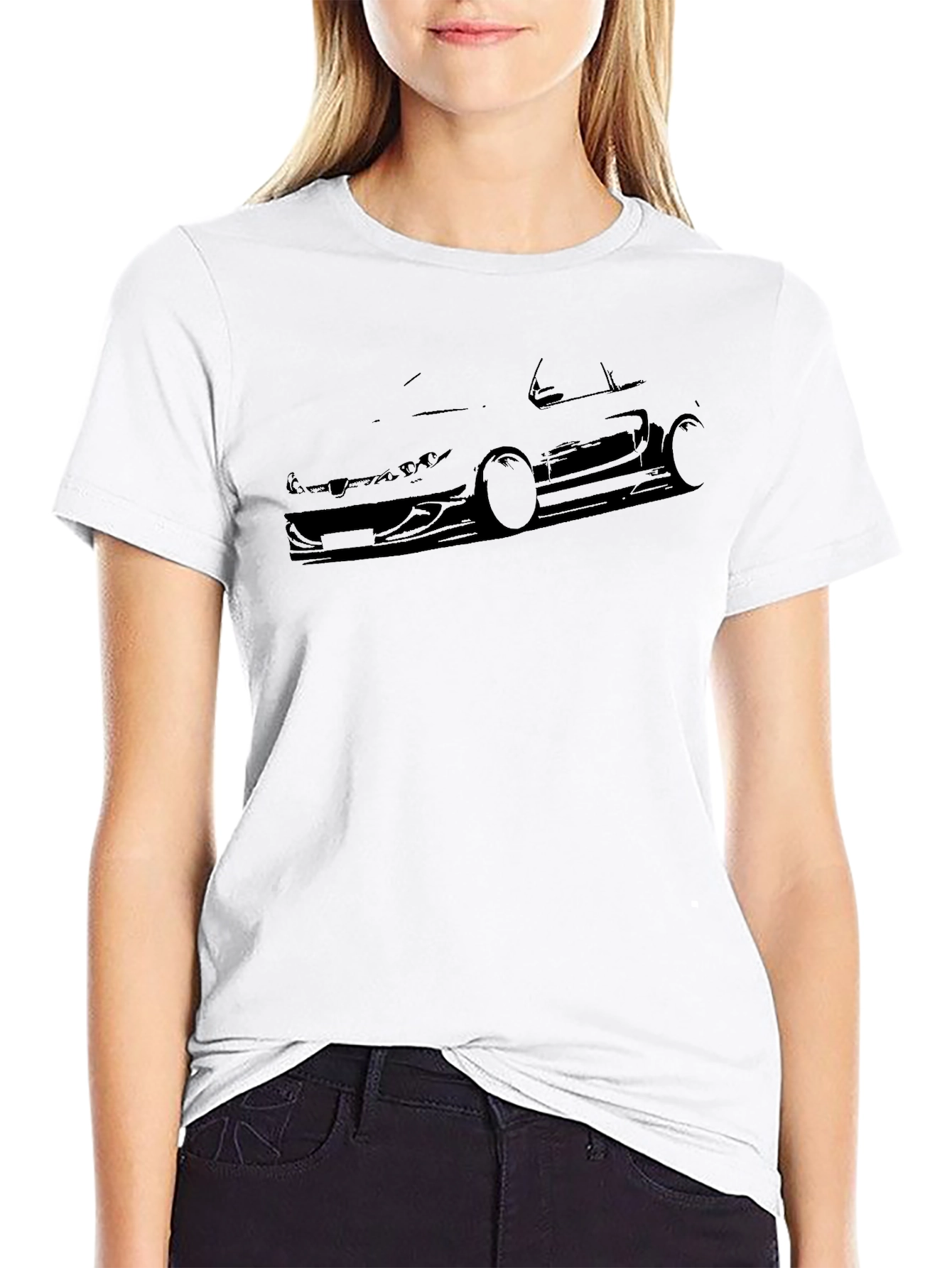 Black Car Silhouette Graphic Tee - Mens