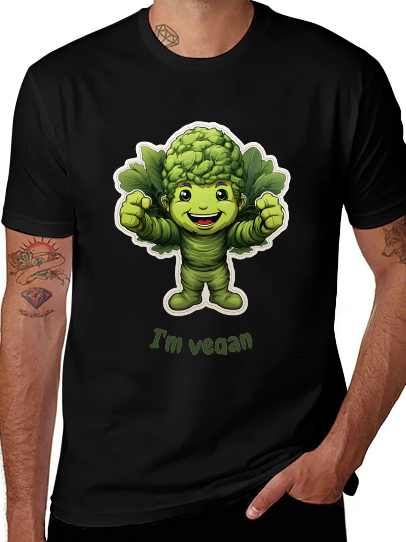 Vegan Broccoli Cartoon T-Shirt