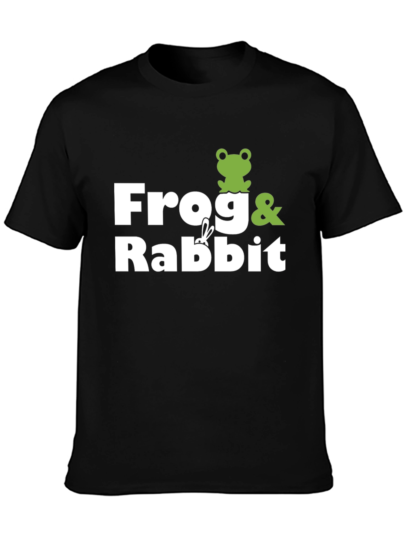 Frog & Rabbit Graphic Tee - Black Cotton T-Shirt