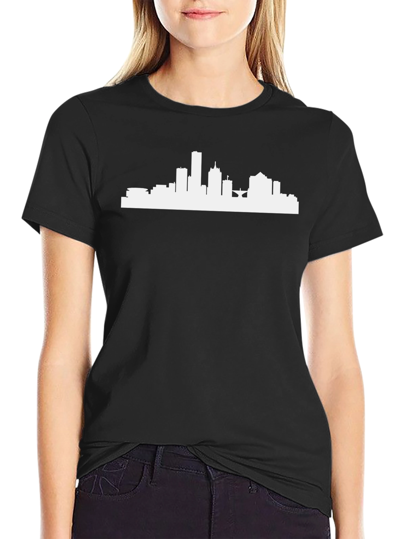 Cityscape Silhouette Black Graphic Tee