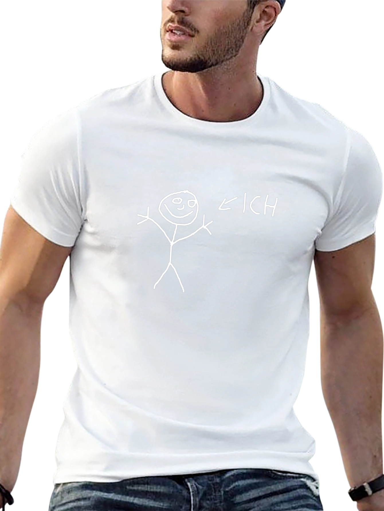 Funny Stick Figure Ich T-Shirt - Black