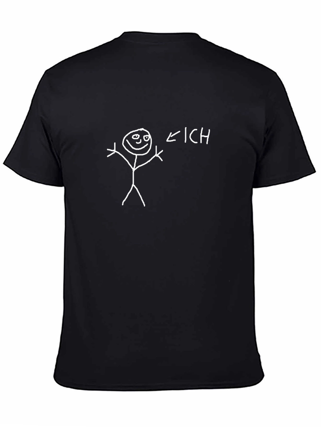 Funny Stick Figure Ich T-Shirt - Black