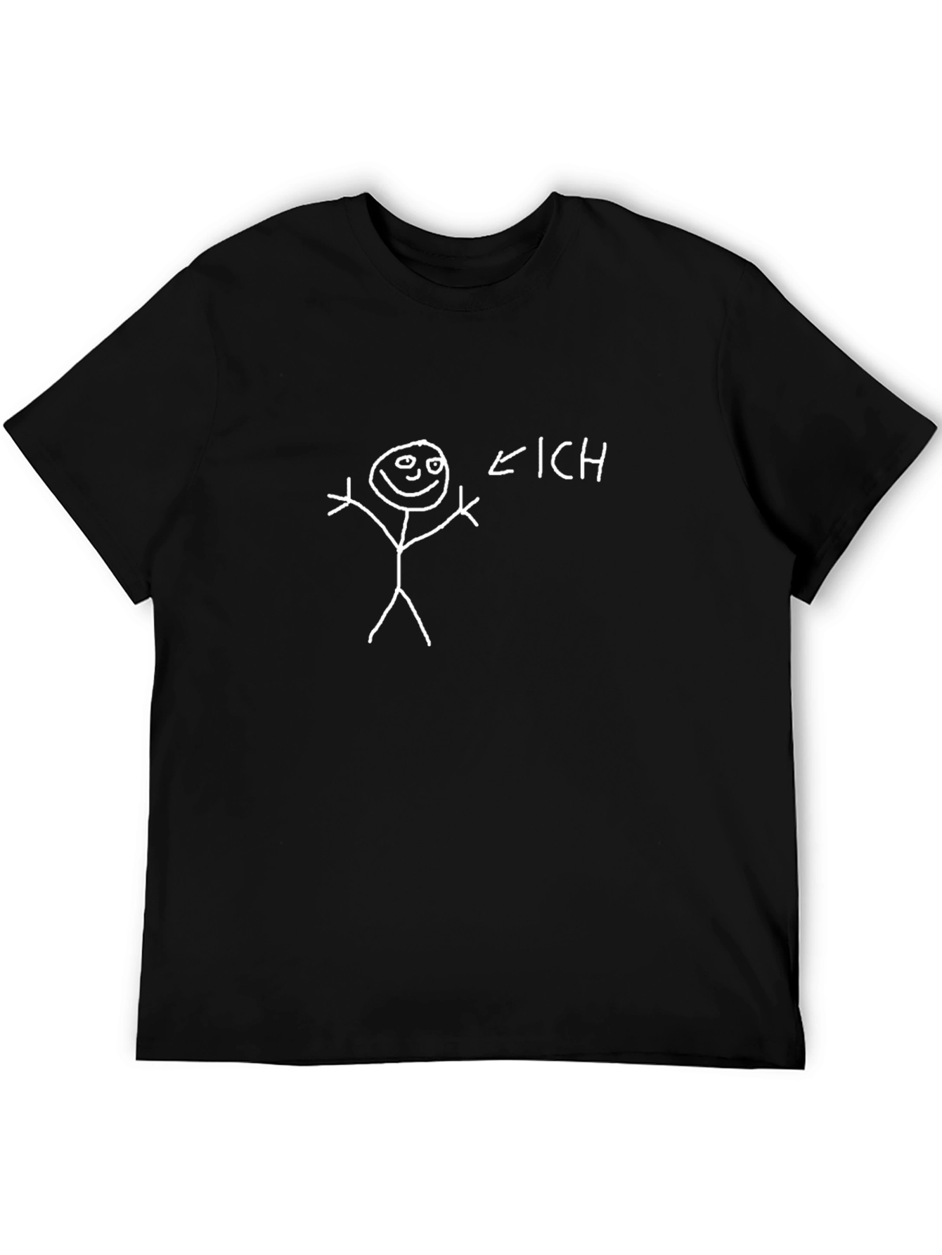Funny Stick Figure Ich T-Shirt - Black