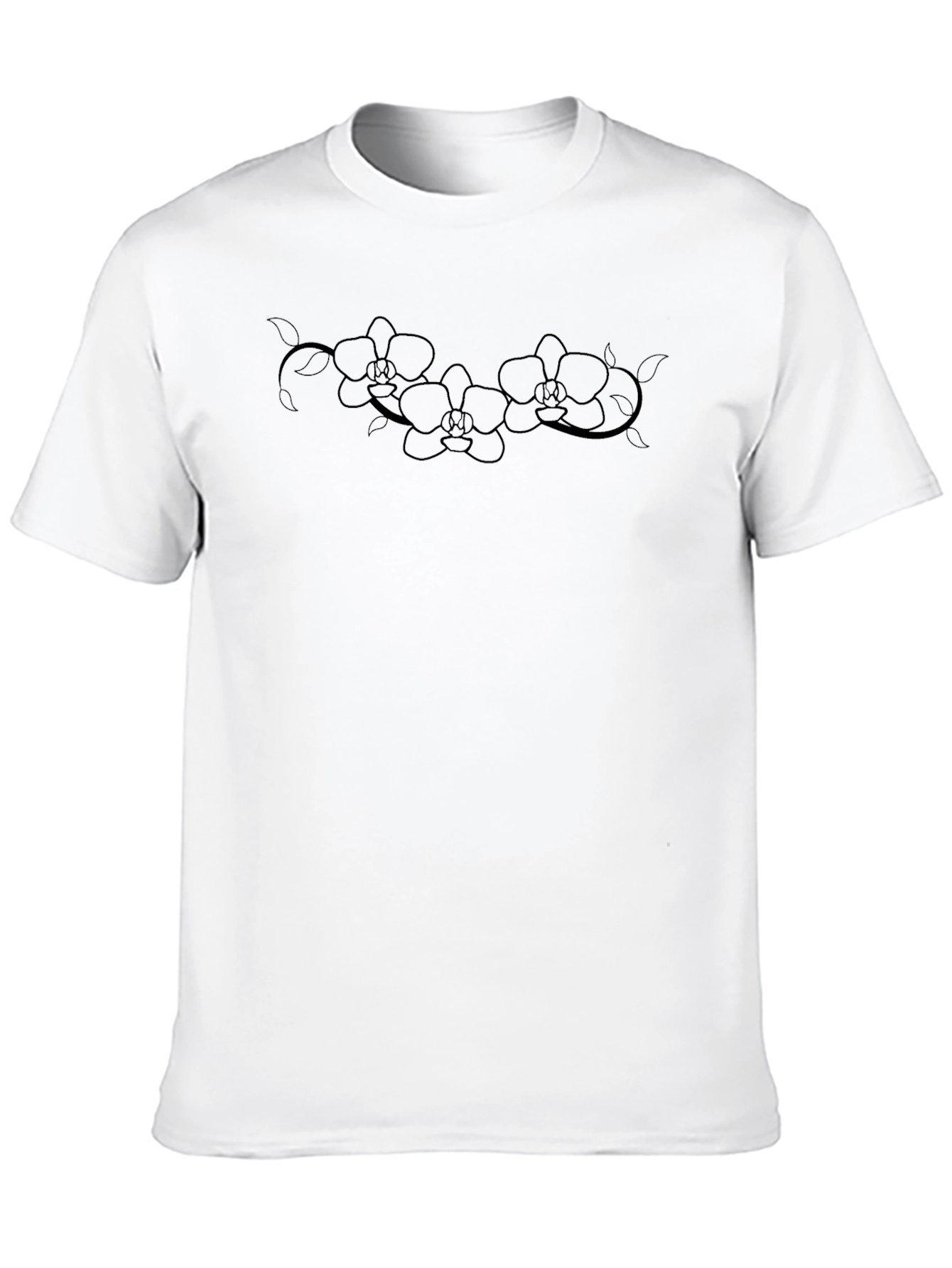 Elegant Orchid Graphic Black T-Shirt