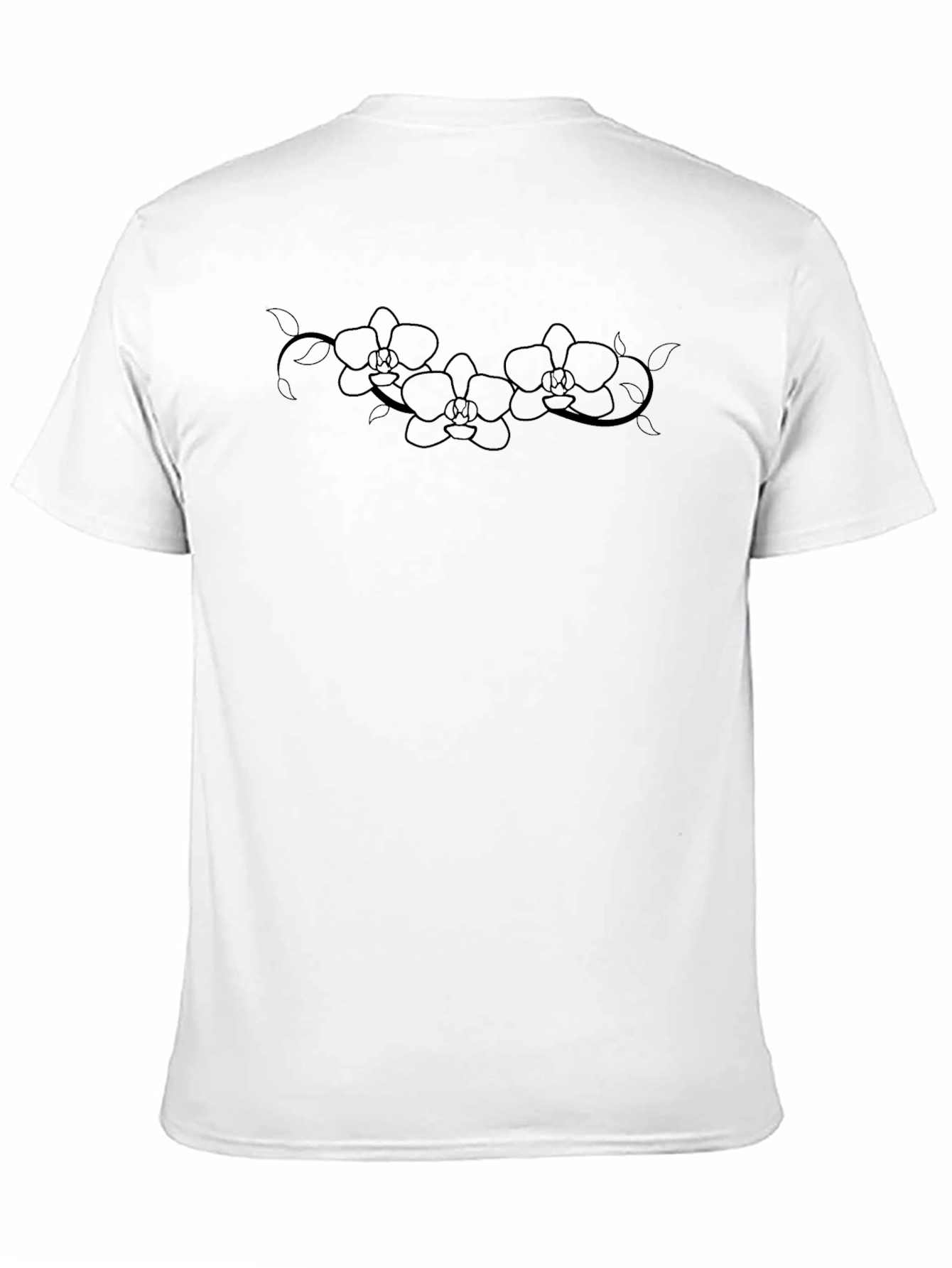Elegant Orchid Graphic Black T-Shirt