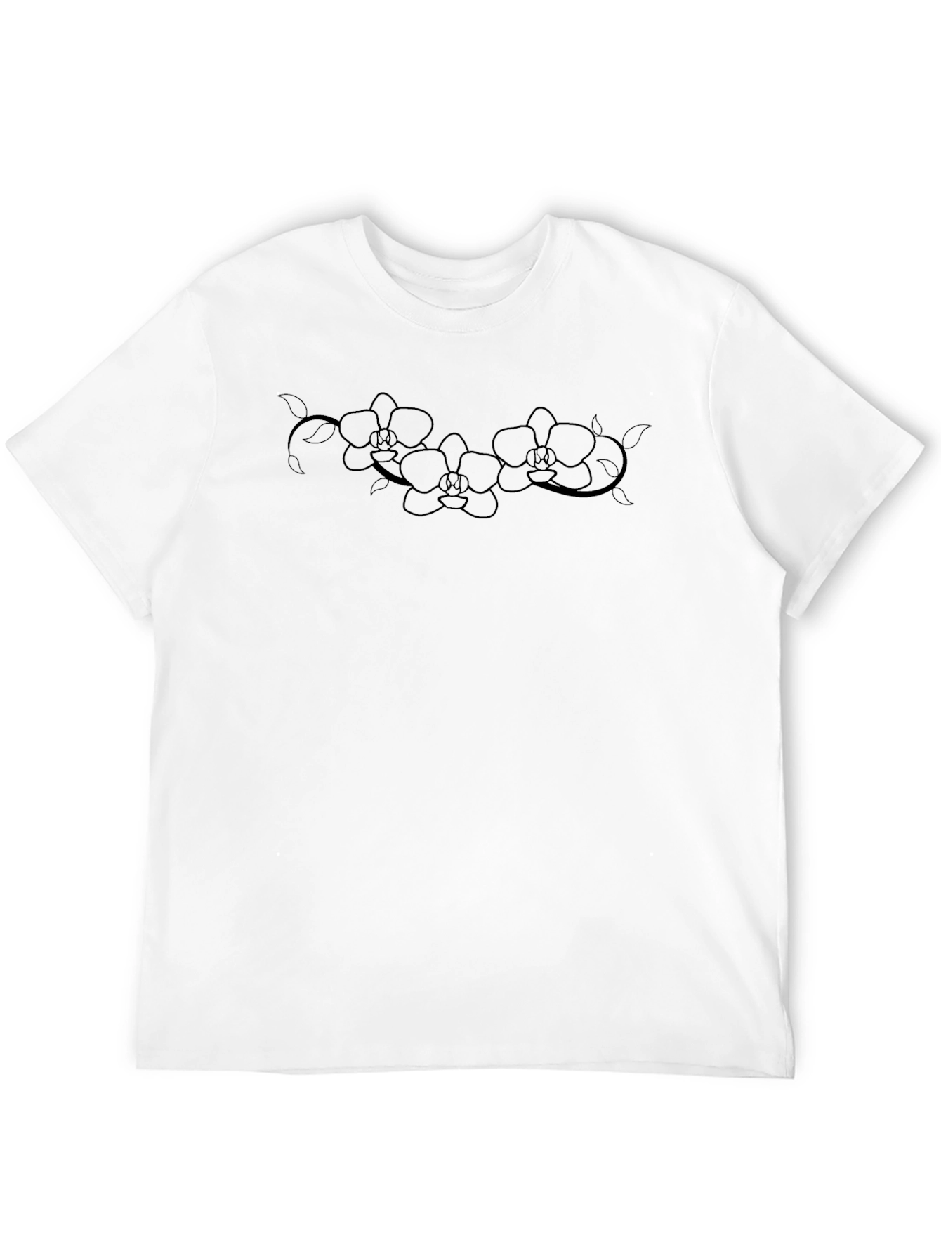 Elegant Orchid Graphic Black T-Shirt