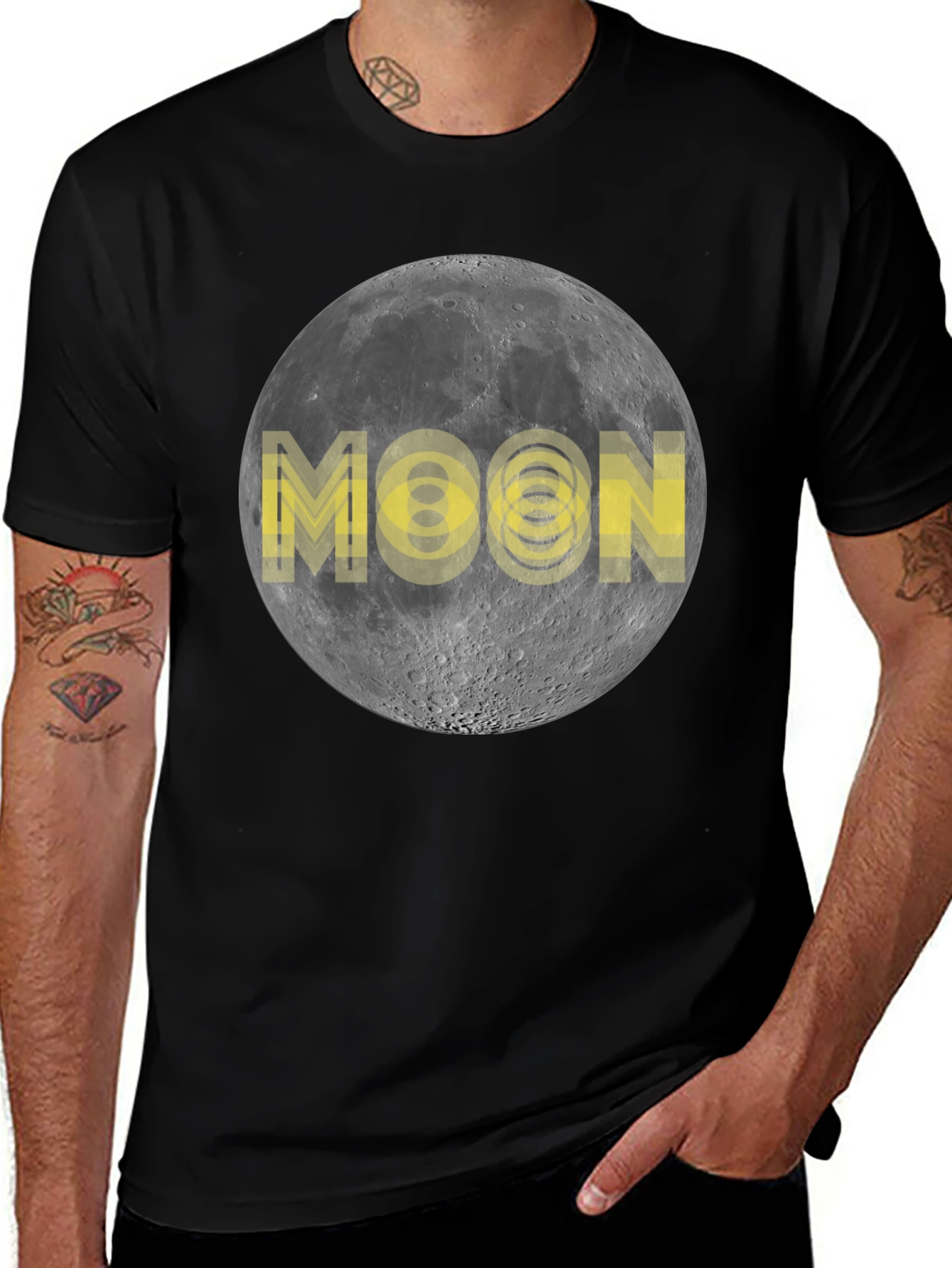 Moon Graphic Print Black T-Shirt