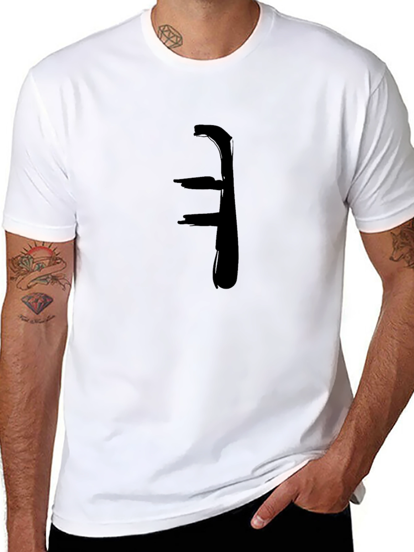 Abstract Brushstroke Graphic Tee - Black