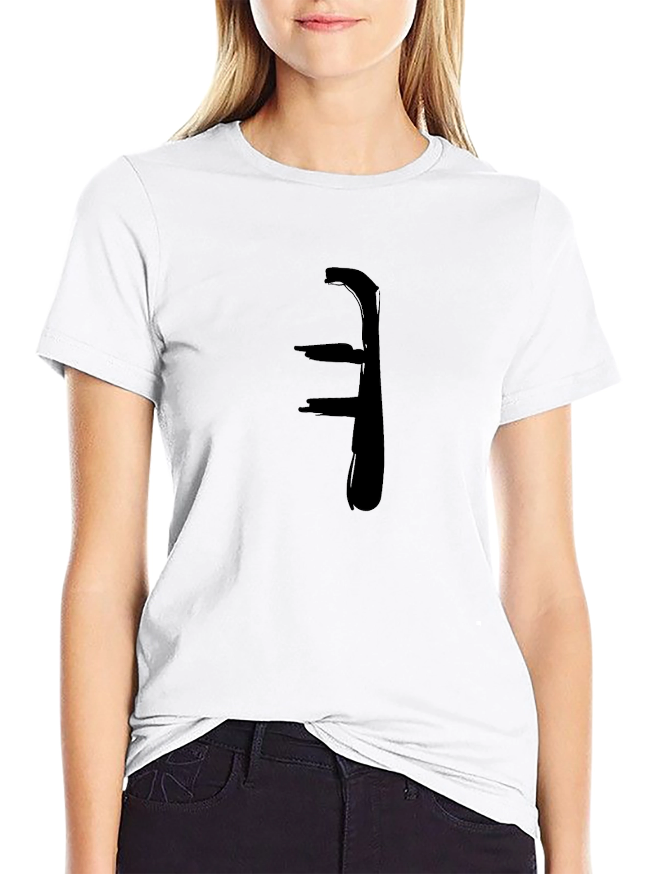 Abstract Brushstroke Graphic Tee - Black