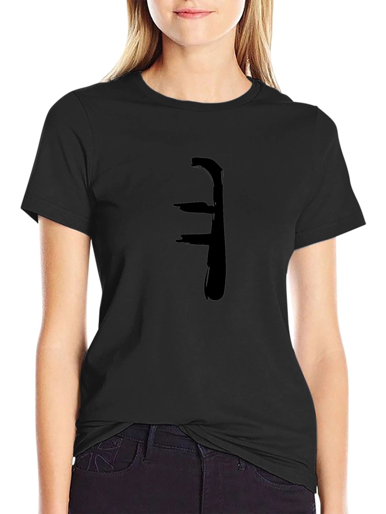 Abstract Brushstroke Graphic Tee - Black