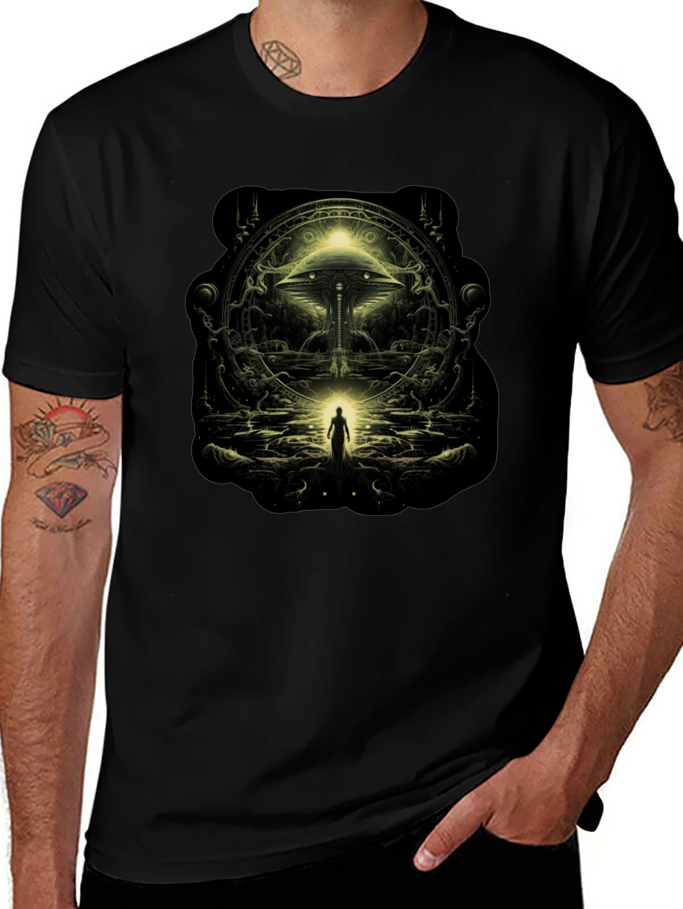 Mystic Gateway Graphic Tee - Black Cotton