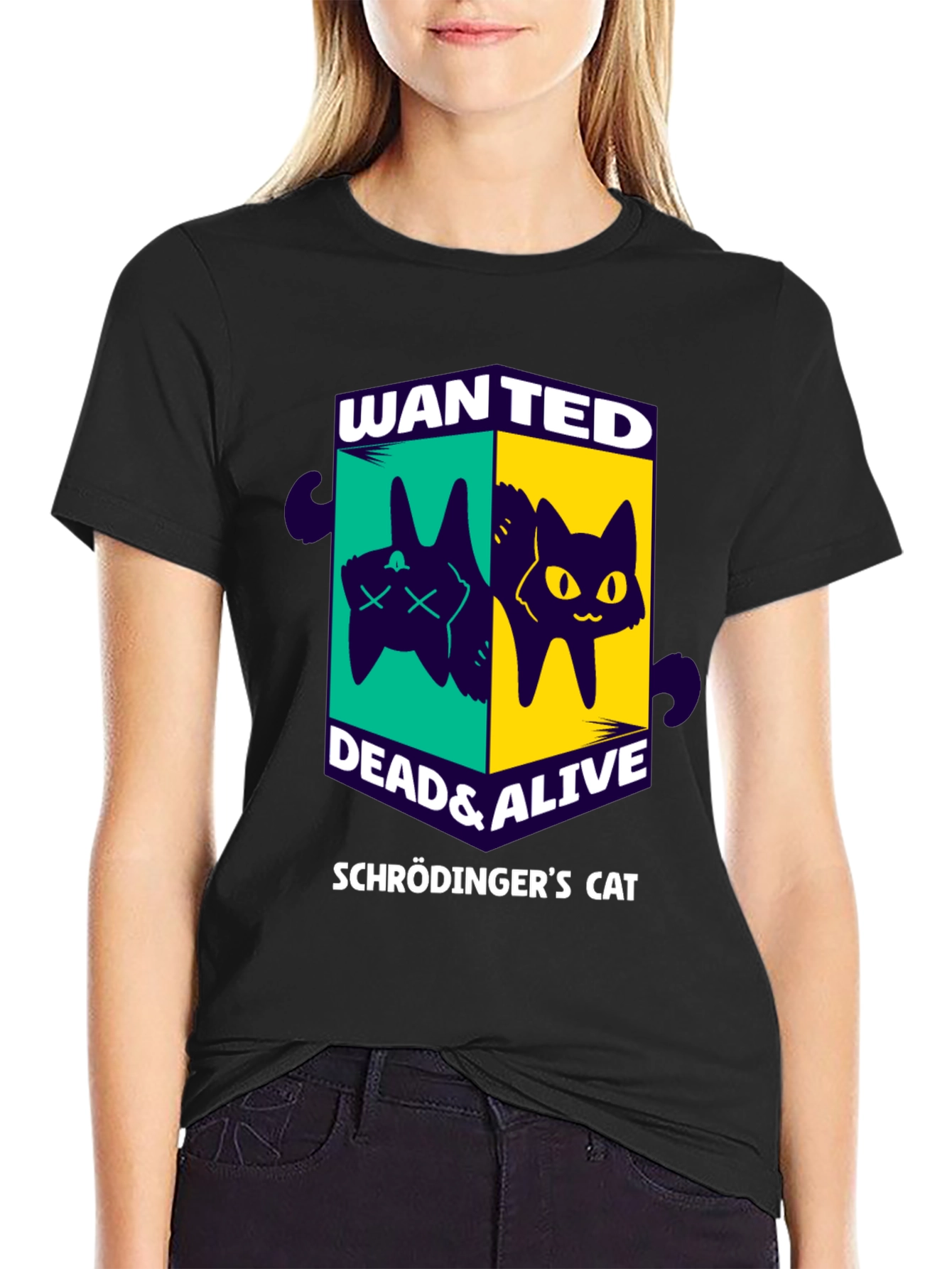 Schrödingers Cat Wanted T-Shirt - Dead & Alive