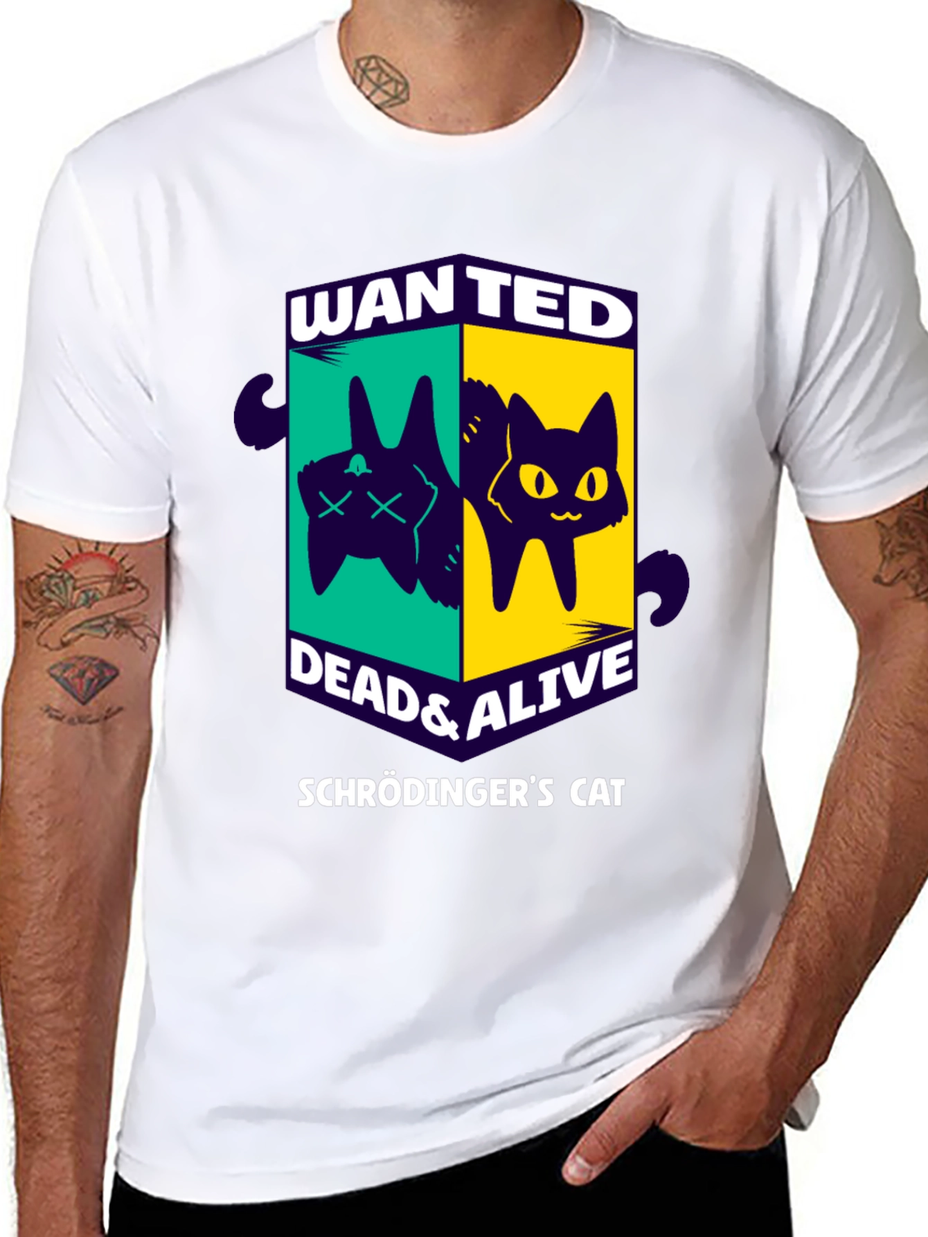 Schrödingers Cat Wanted T-Shirt - Dead & Alive