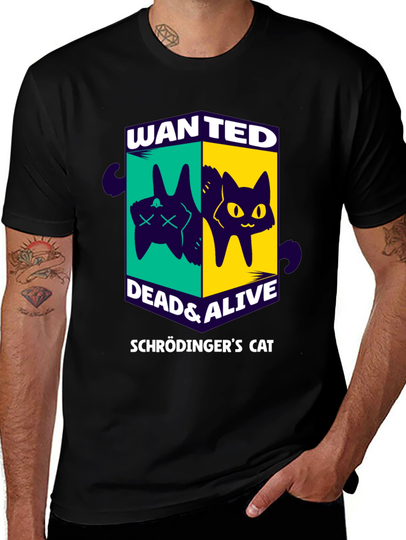 Schrödingers Cat Wanted T-Shirt - Dead & Alive