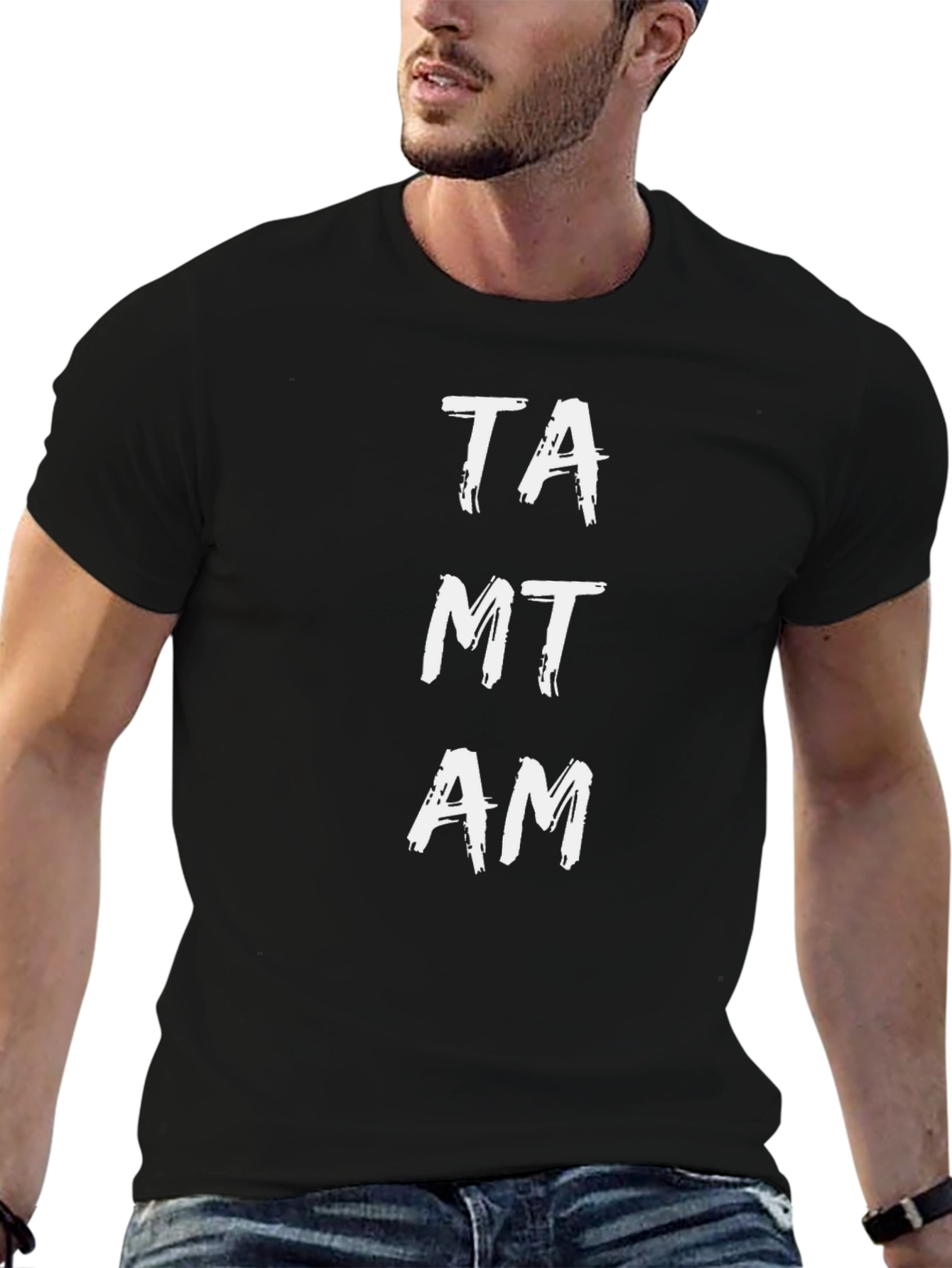 TAMT AM Tee - Brush Stroke Text Graphic T-Shirt