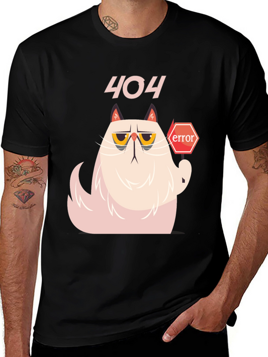 404 Error Cat Graphic T-Shirt -  Funny Nerd Tee