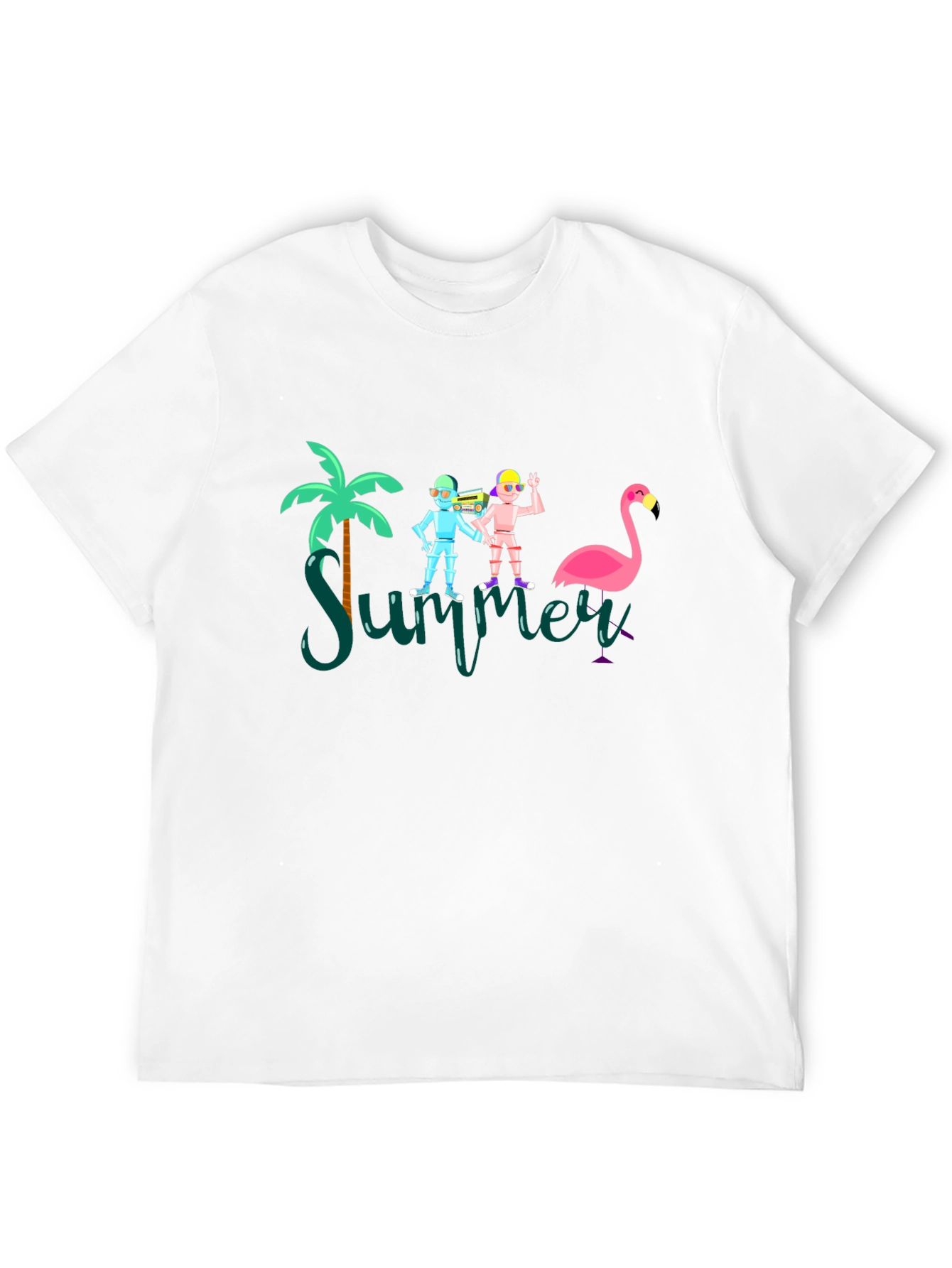 Summer Vibes Graphic Tee - Black Cotton T-Shirt