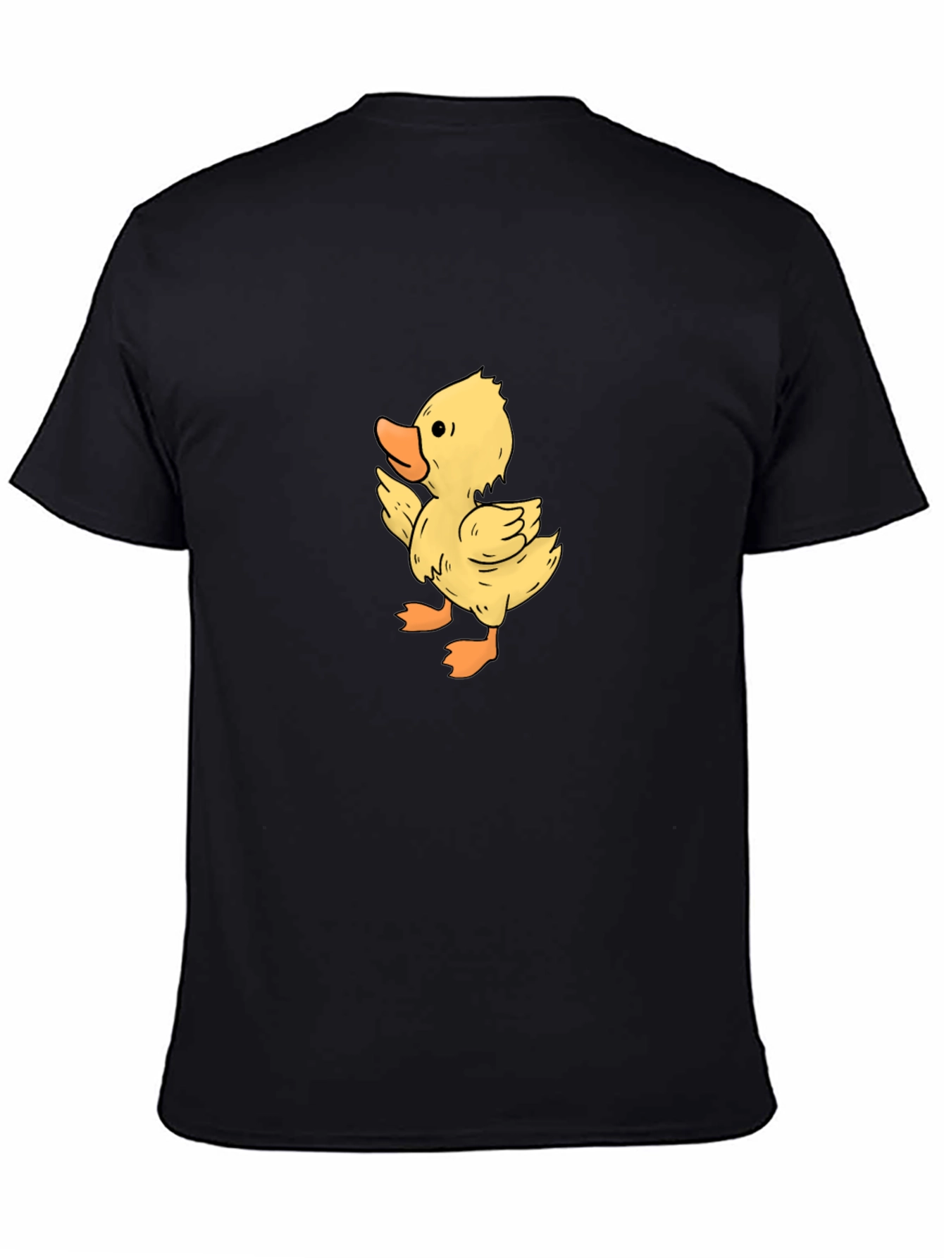 Cute Duckling Graphic Print Black T-Shirt