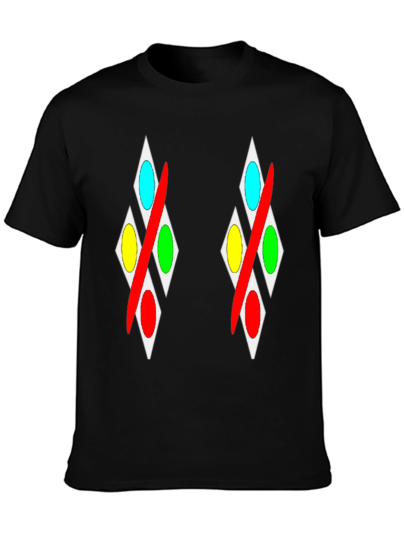 Abstract Diamond Pattern Black T-Shirt