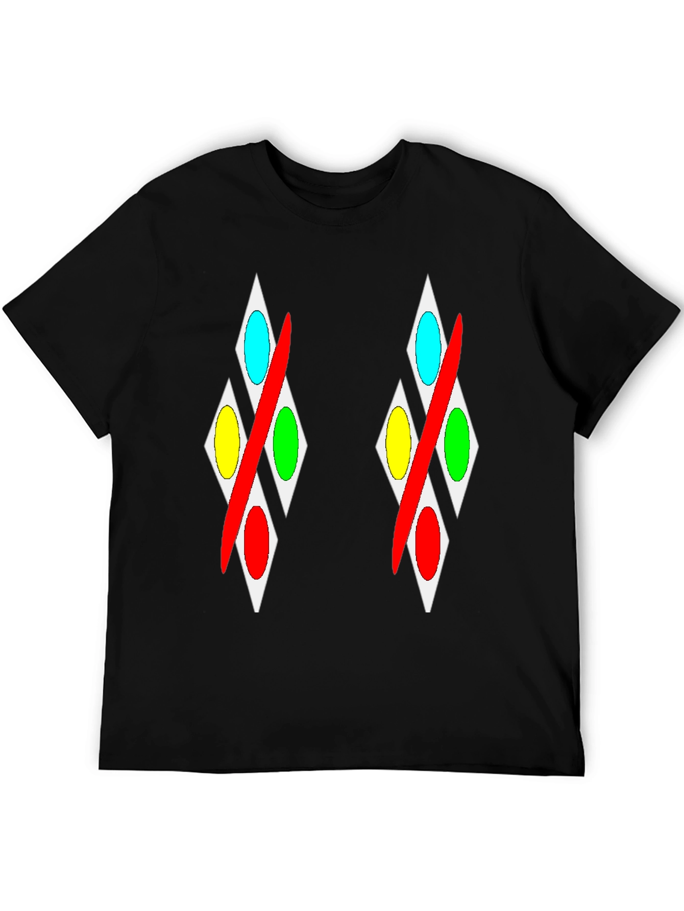 Abstract Diamond Pattern Black T-Shirt