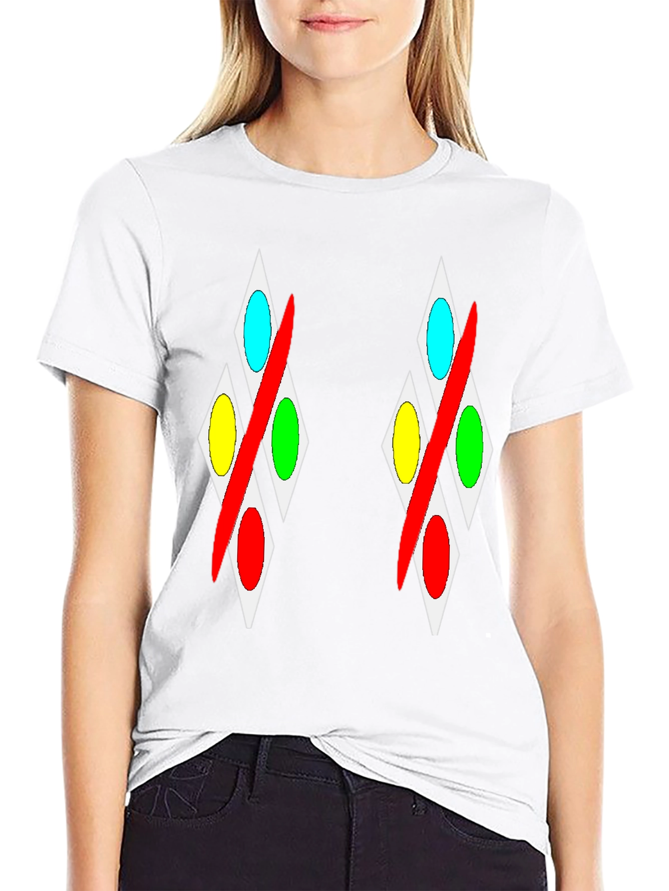 Abstract Diamond Pattern Black T-Shirt