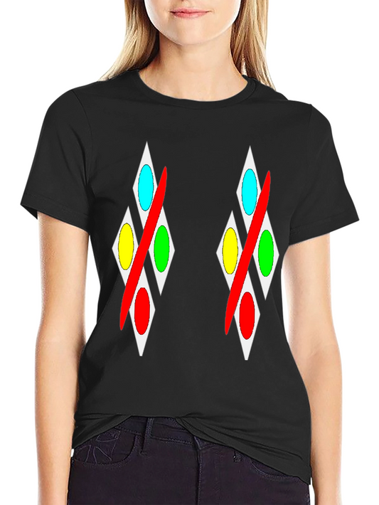 Abstract Diamond Pattern Black T-Shirt