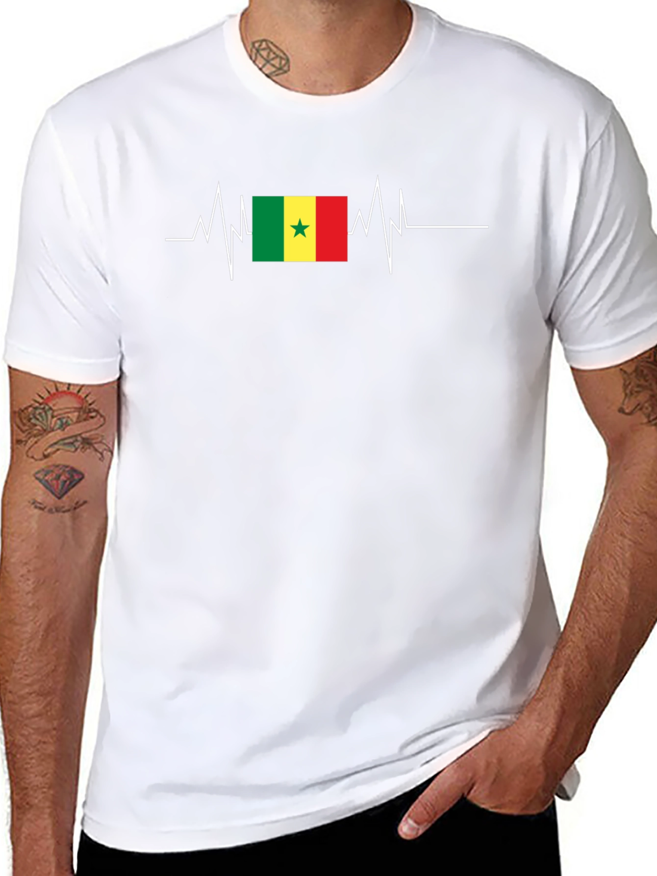 Senegal Flag Heartbeat T-Shirt