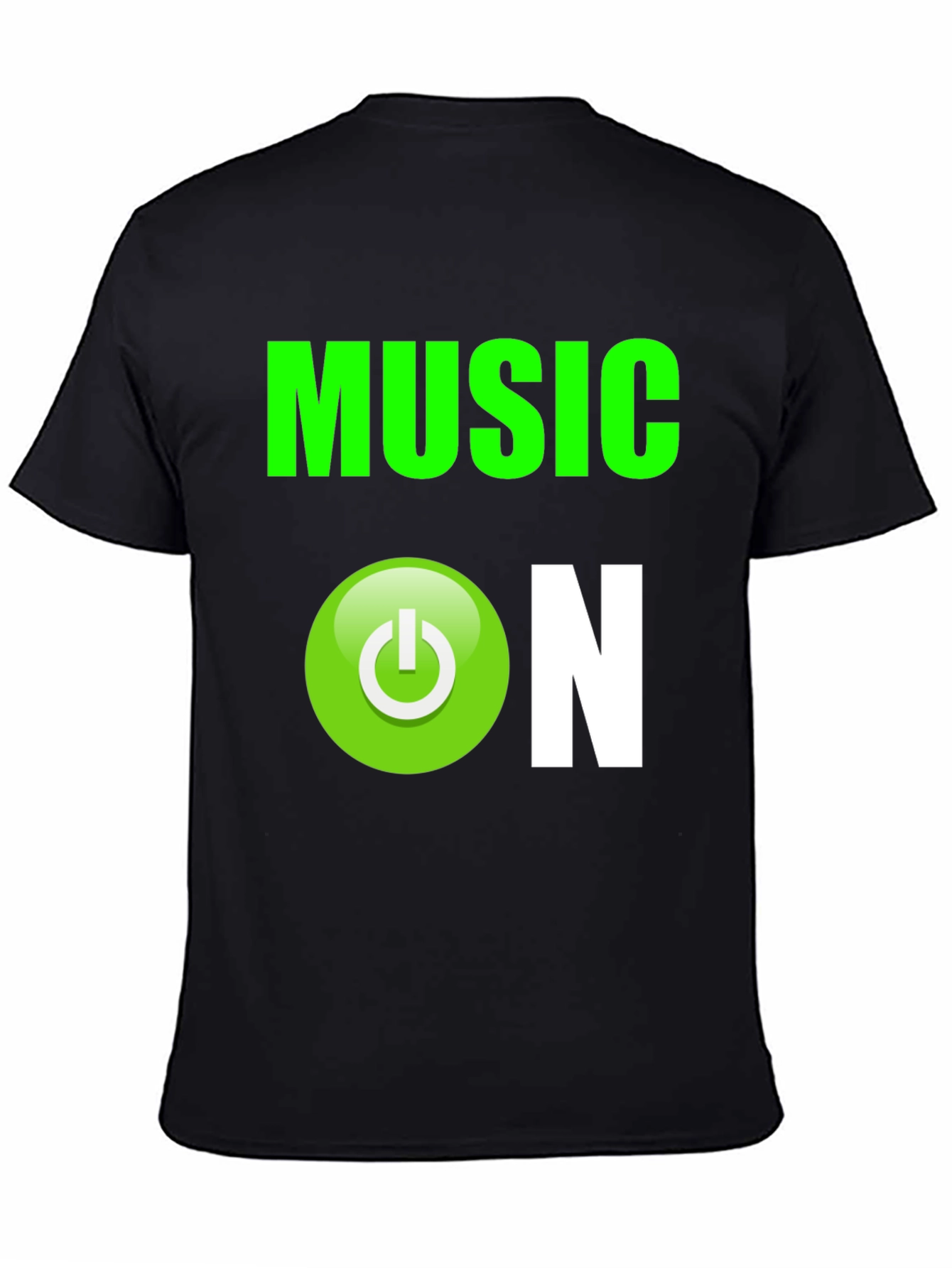 Music On Graphic T-Shirt - Black Cotton Blend